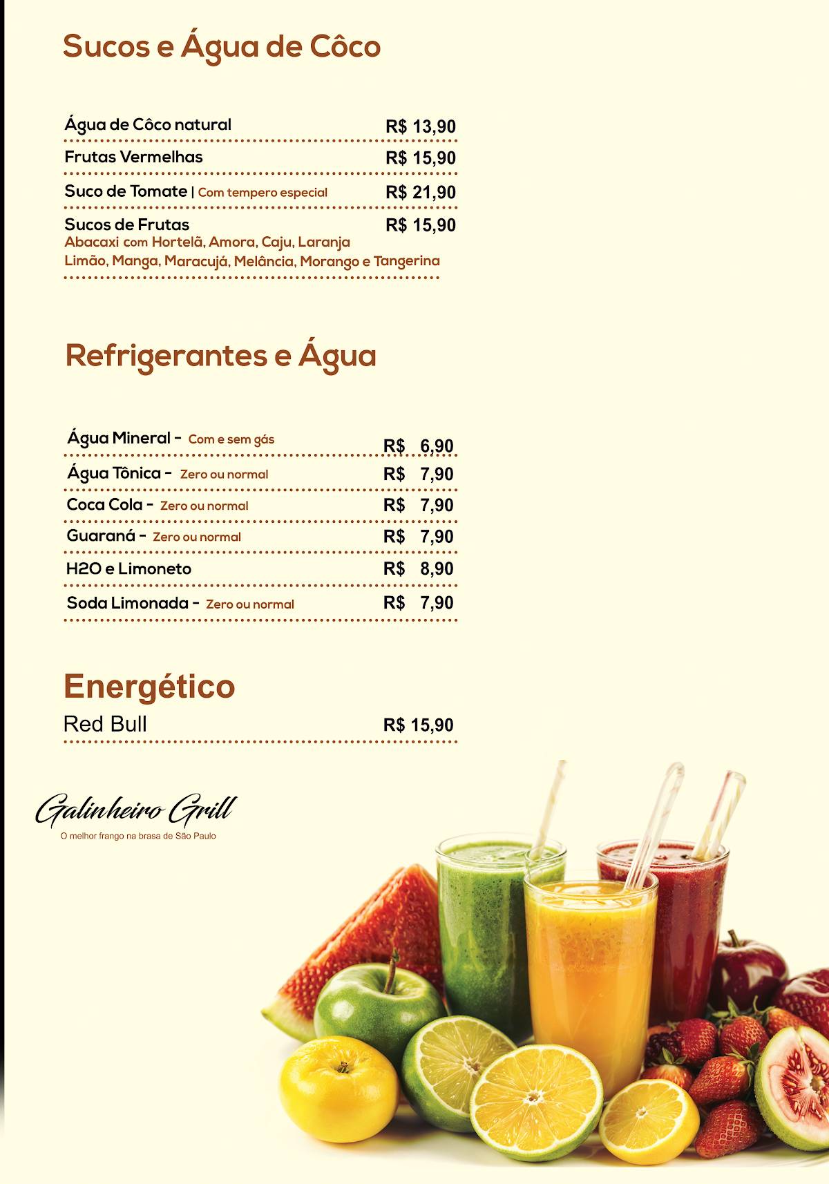 Galinheiro Grill cardápio