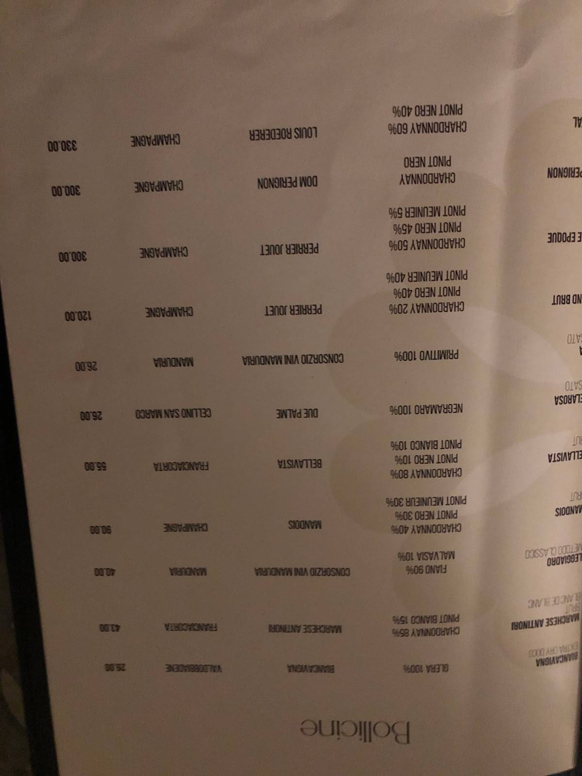 Menu di Blanc 