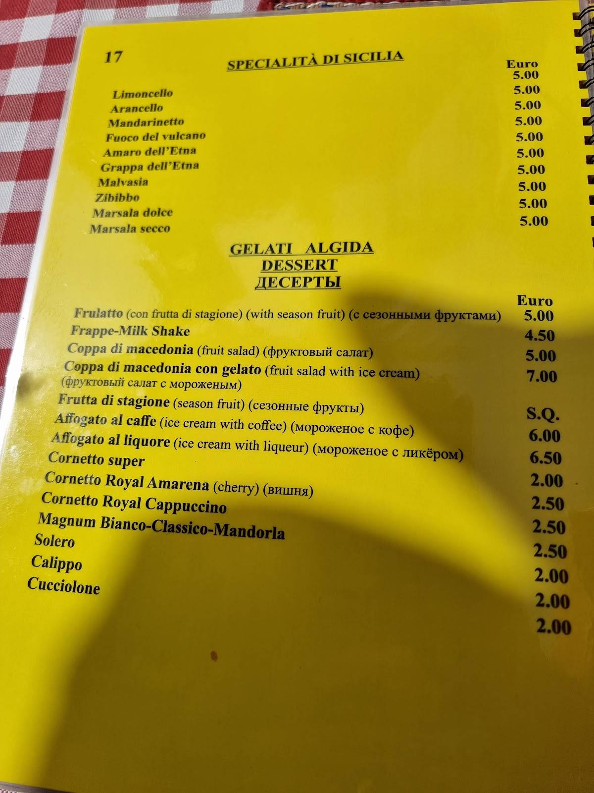 Menu di Gallo Cedrone 