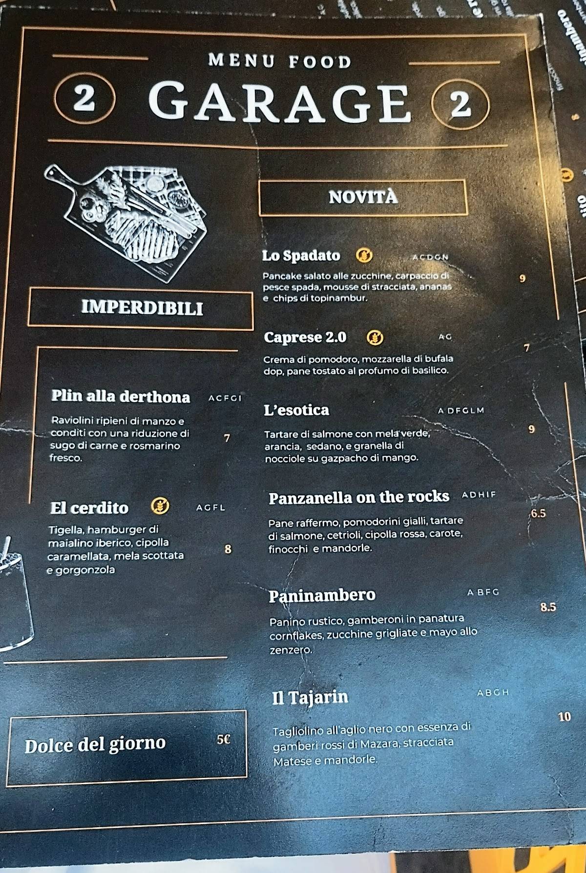 Menu di Garage 22 