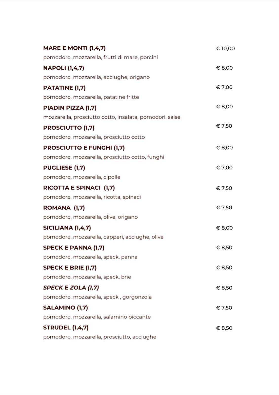 Menu di Garfield Ristorante Pizzeria Vineria 