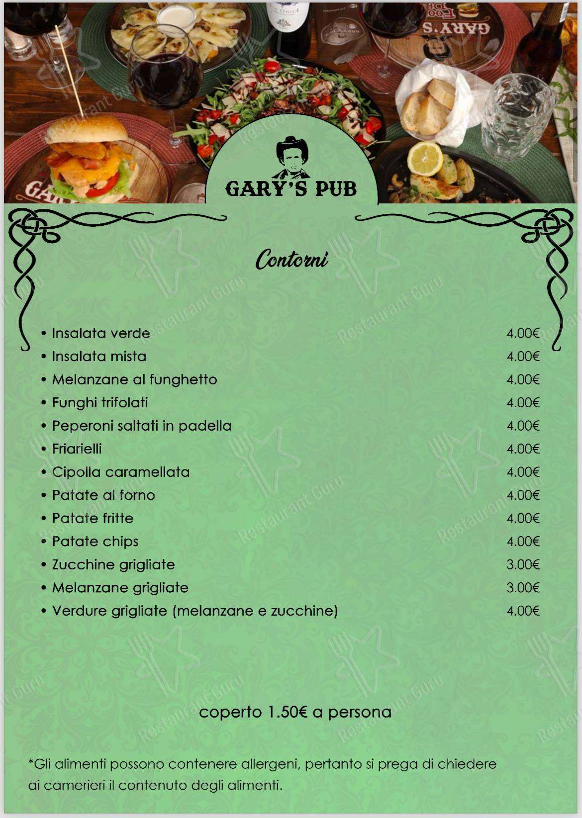 Menu per Gary’s Pub Braceria ristorante