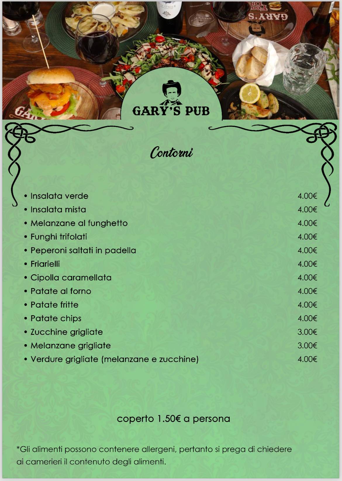 Menu di Gary’s Pub Braceria 