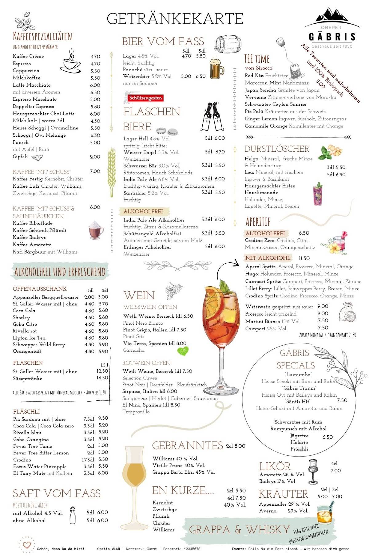 Menu di Gasthaus Oberer Gäbris 