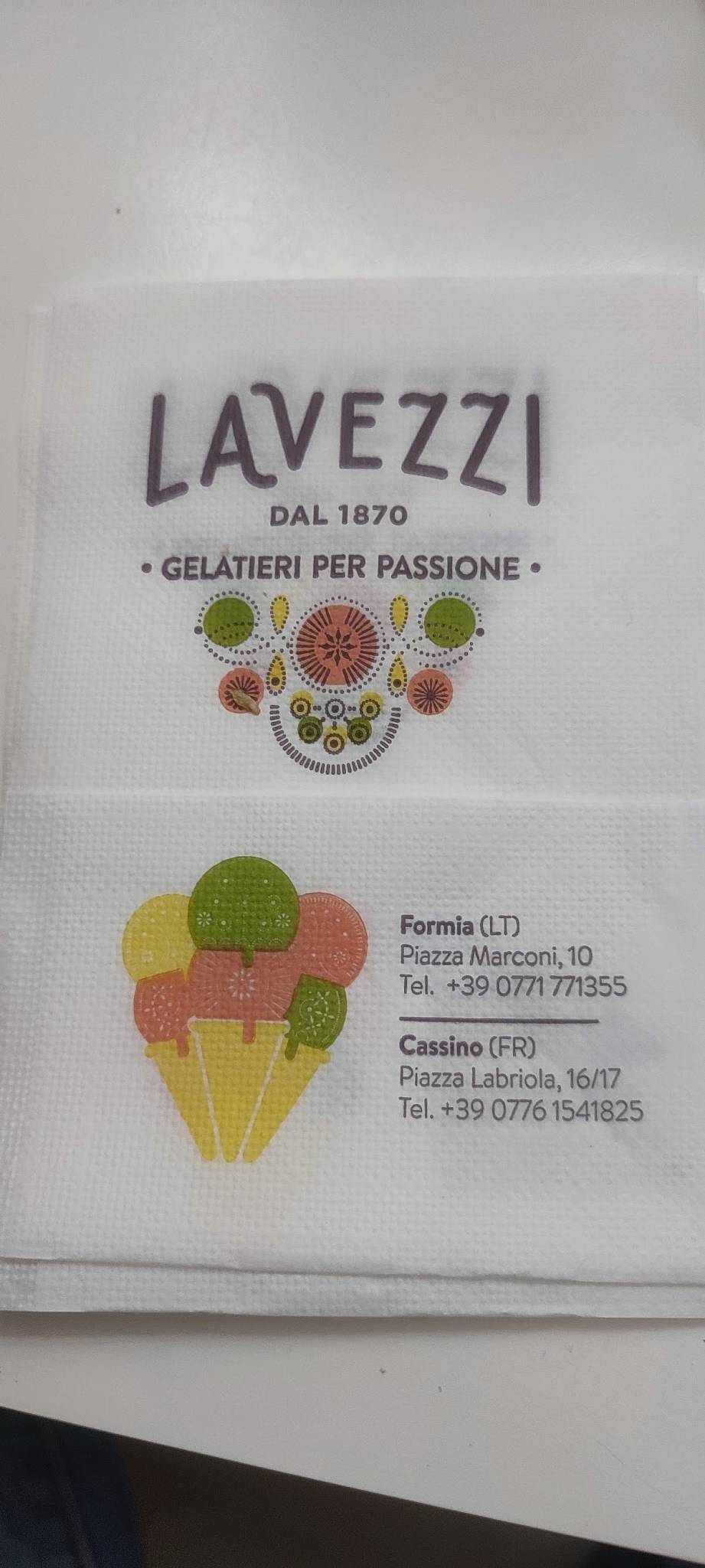 Menu de Gelateria Lavezzi Formia