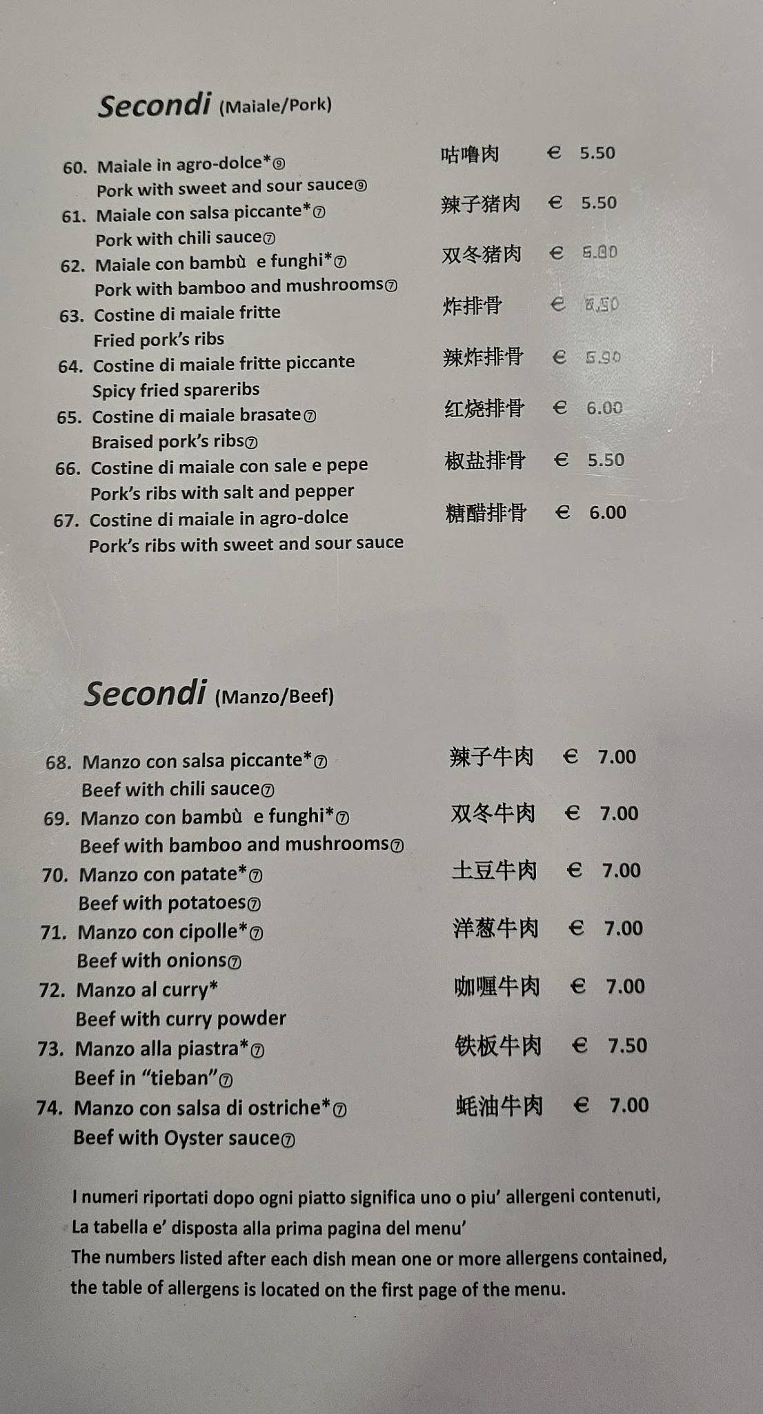 Menu di Mr.Chen Genova 