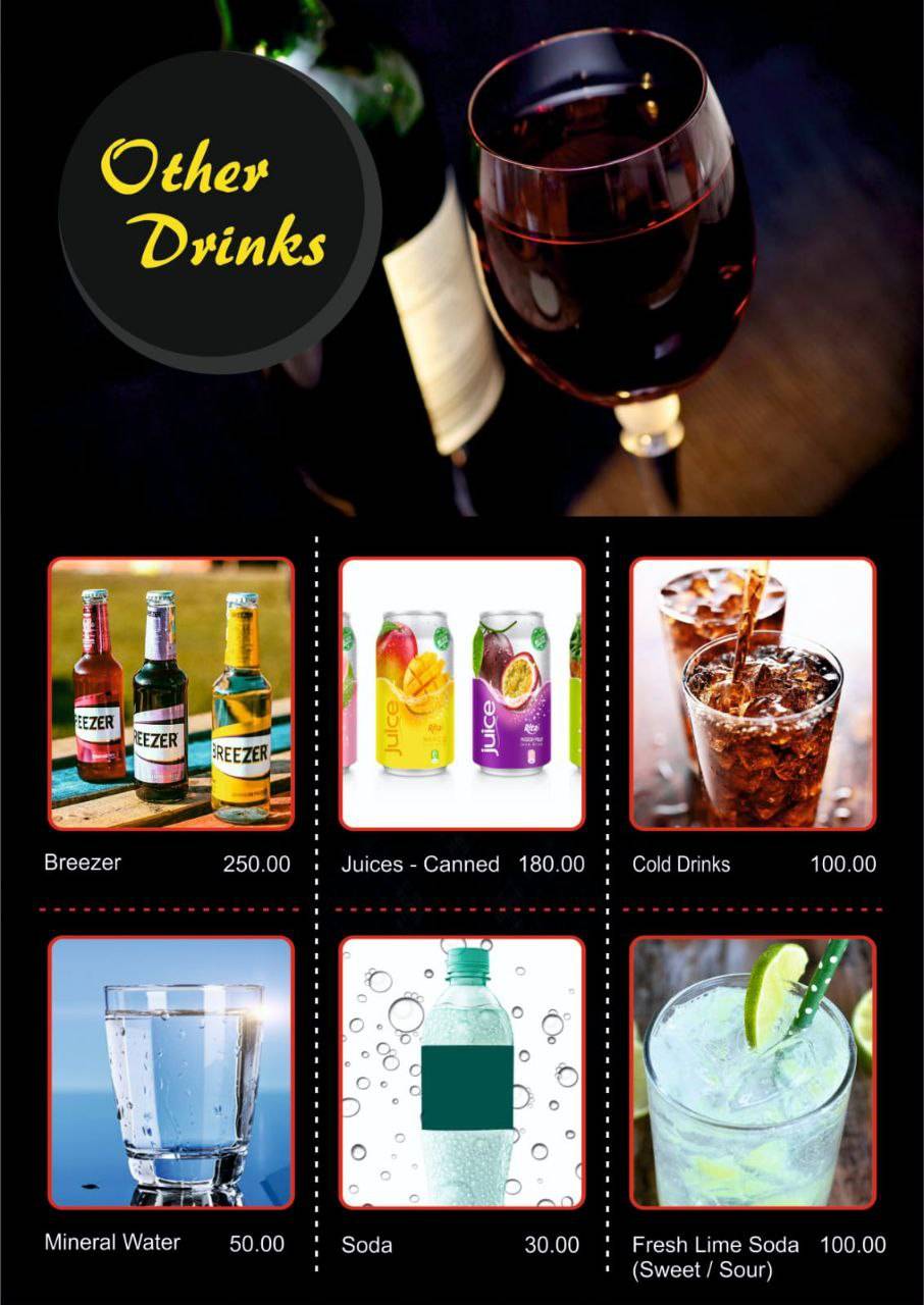 Ghalib Bar menu