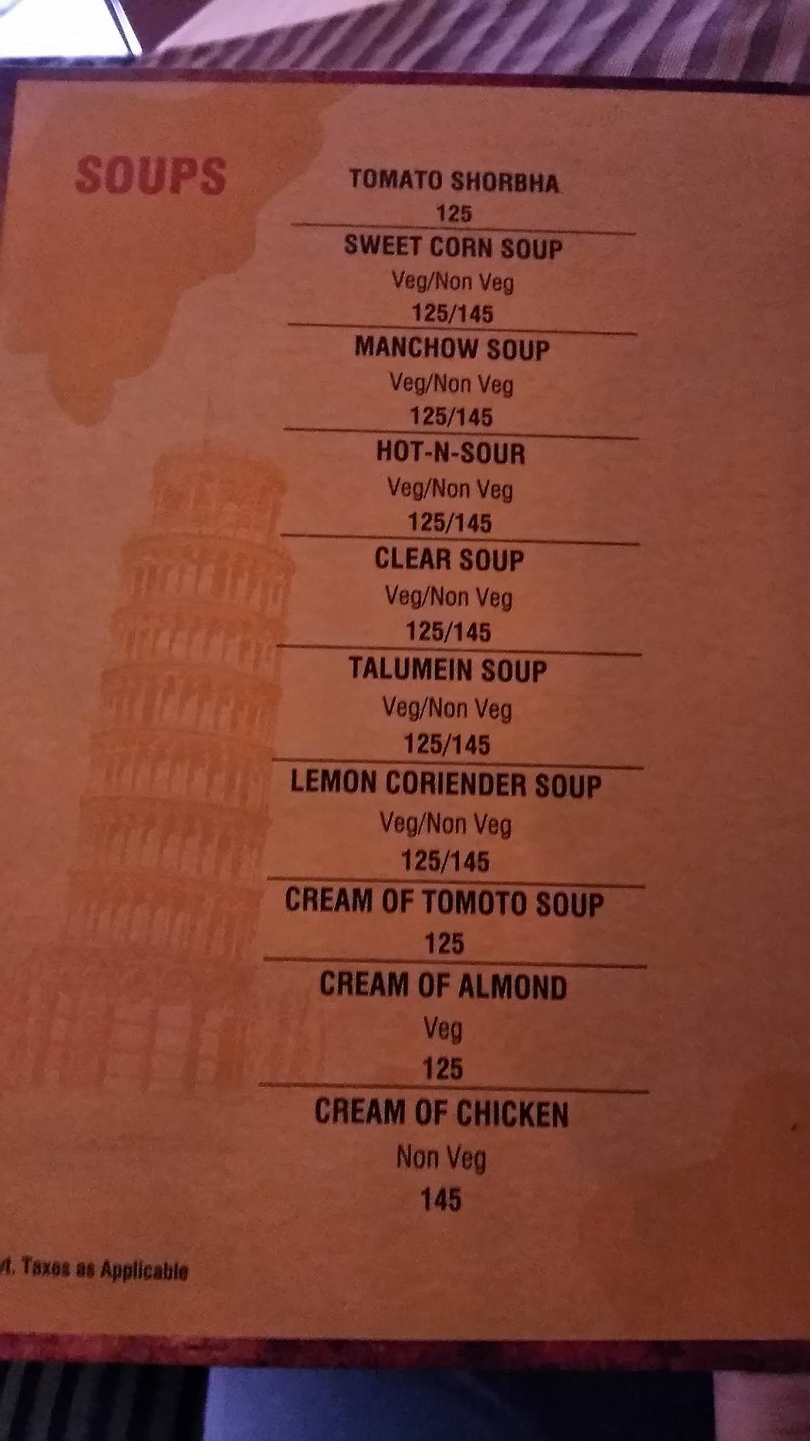 Ghazal Restaurant menu