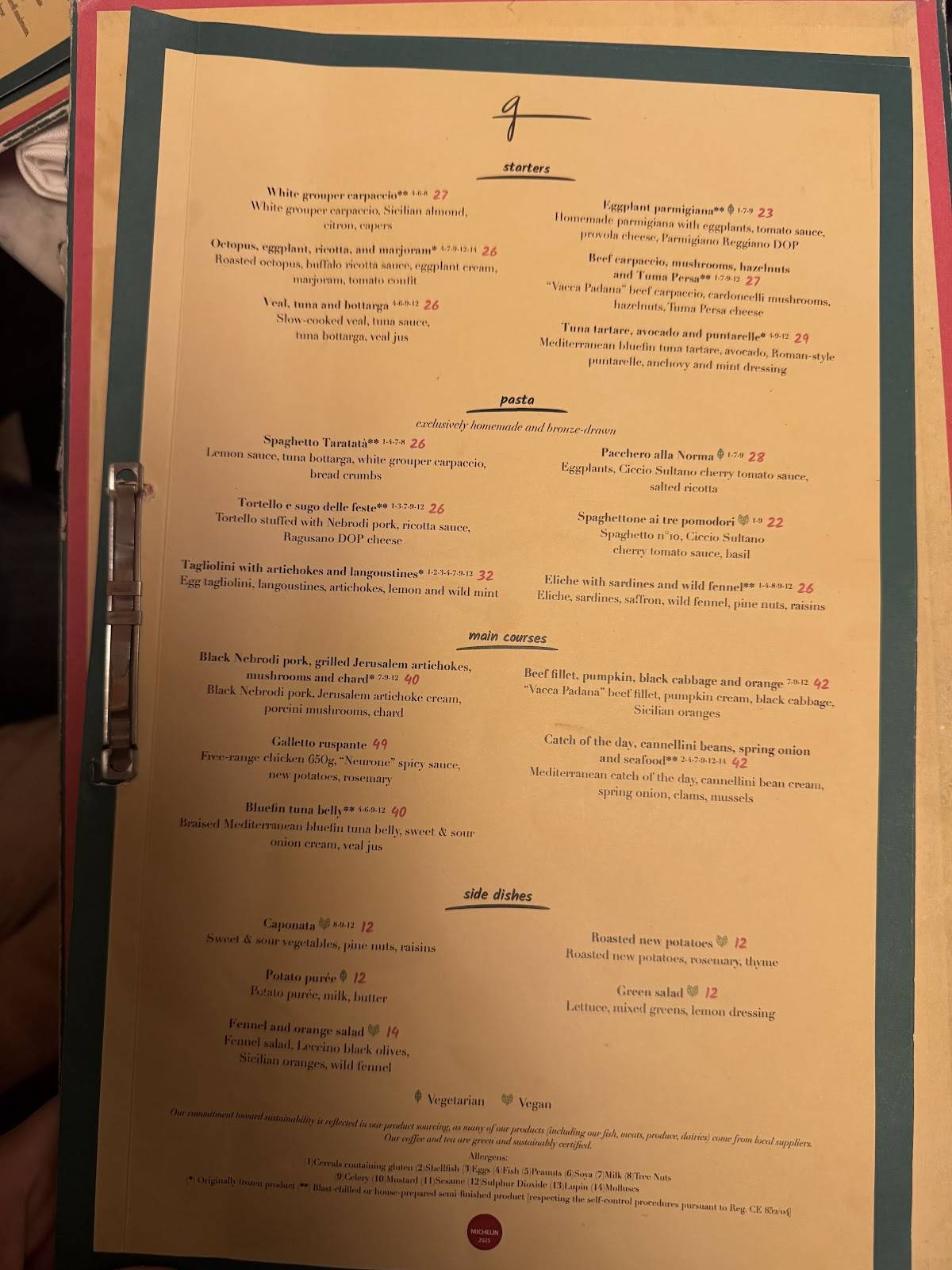 Menu de Giano Restaurant