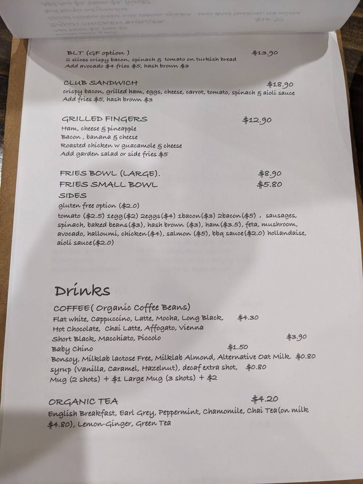 Menu at Ginger Root Cafe, Tweed Heads South, Shop126