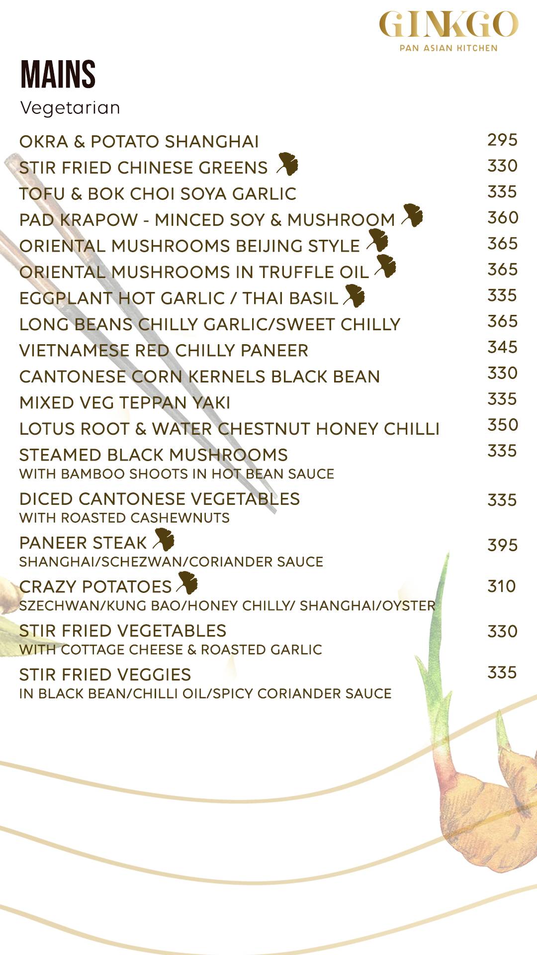 Ginkgo - Pan Asian Kitchen menu