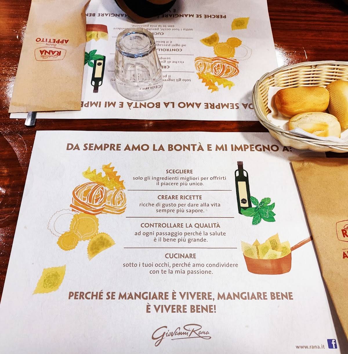 Menu di Giovanni Rana 