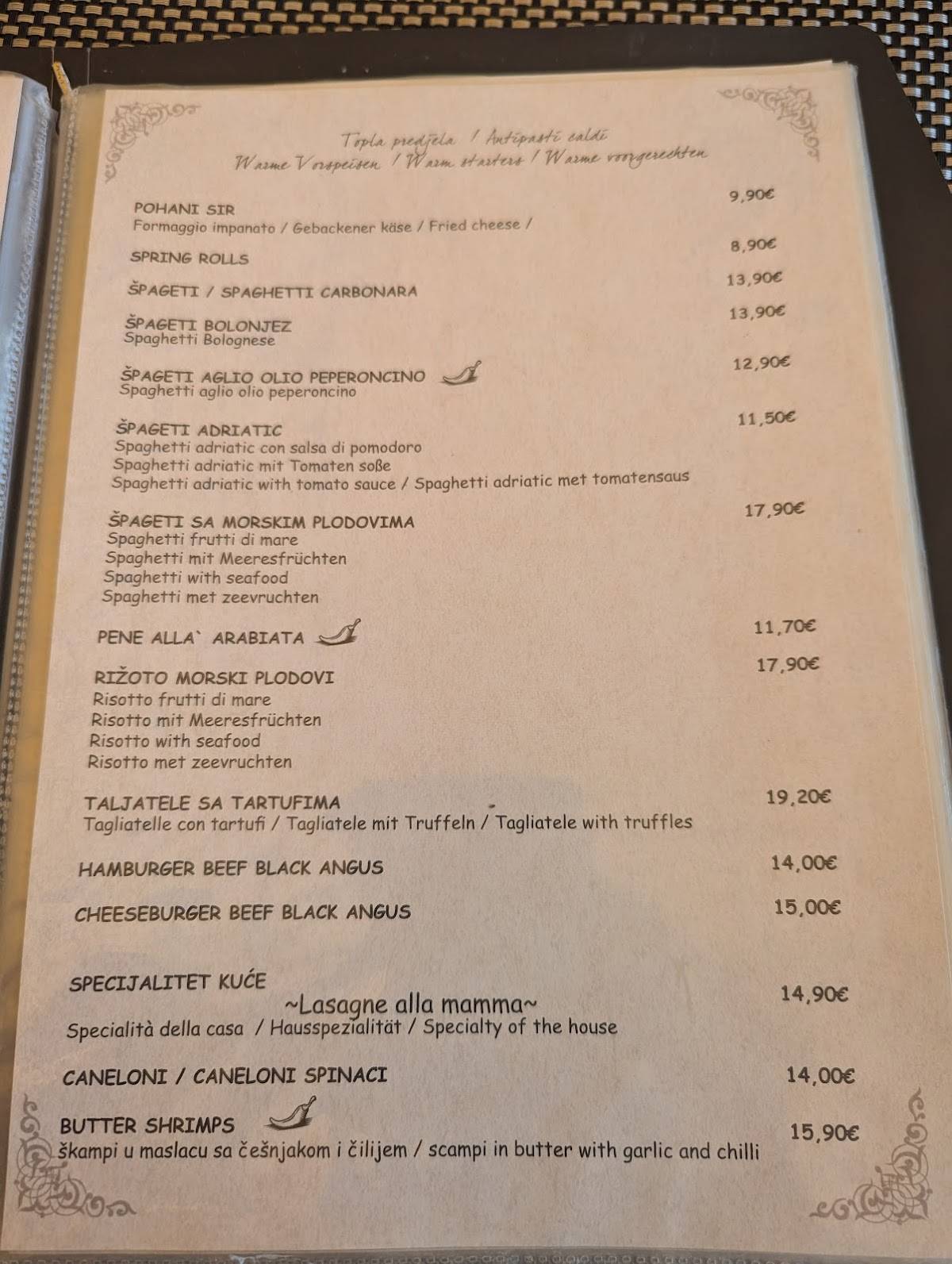 Menu di Goga 