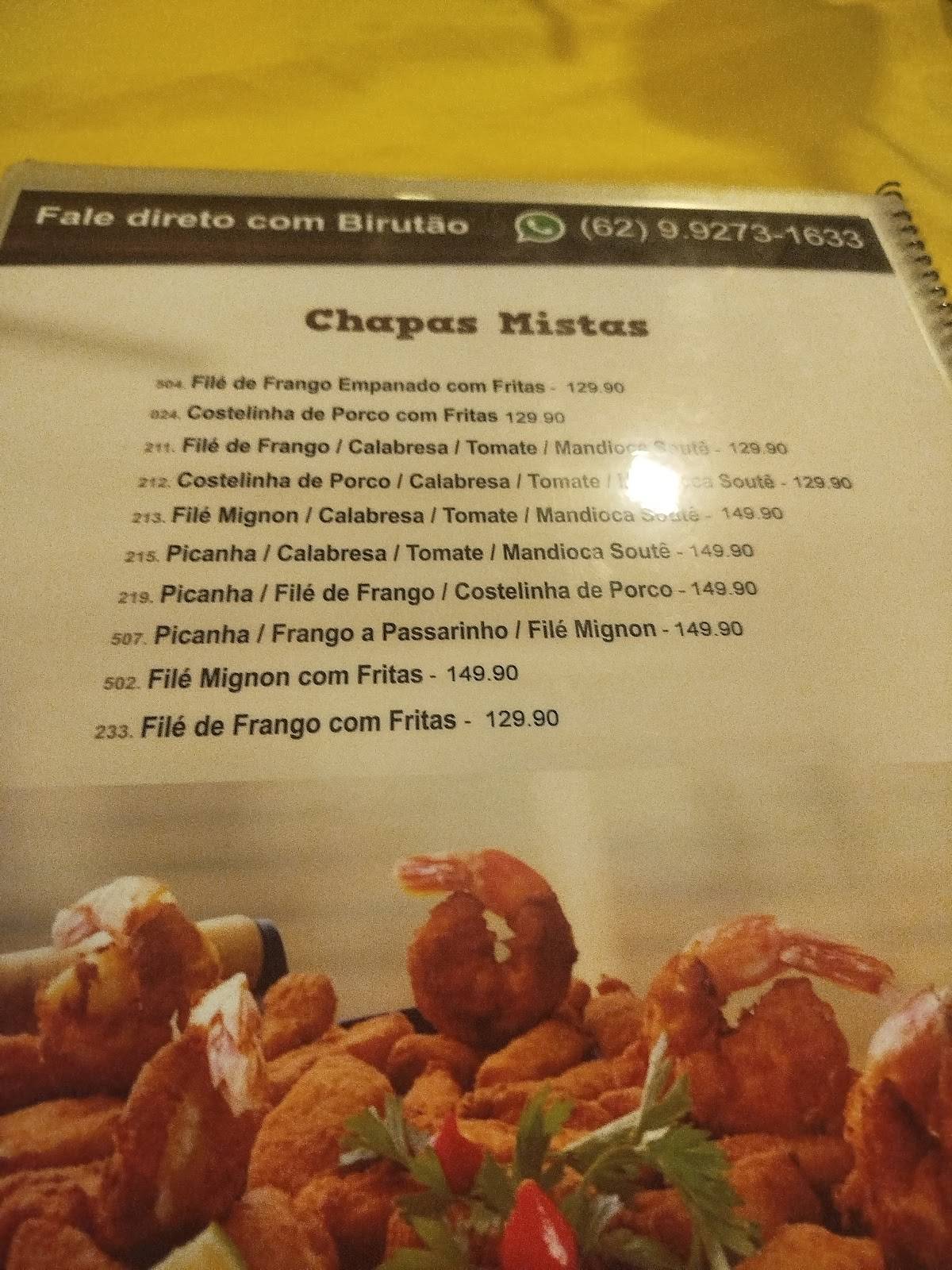 Birutão cardápio