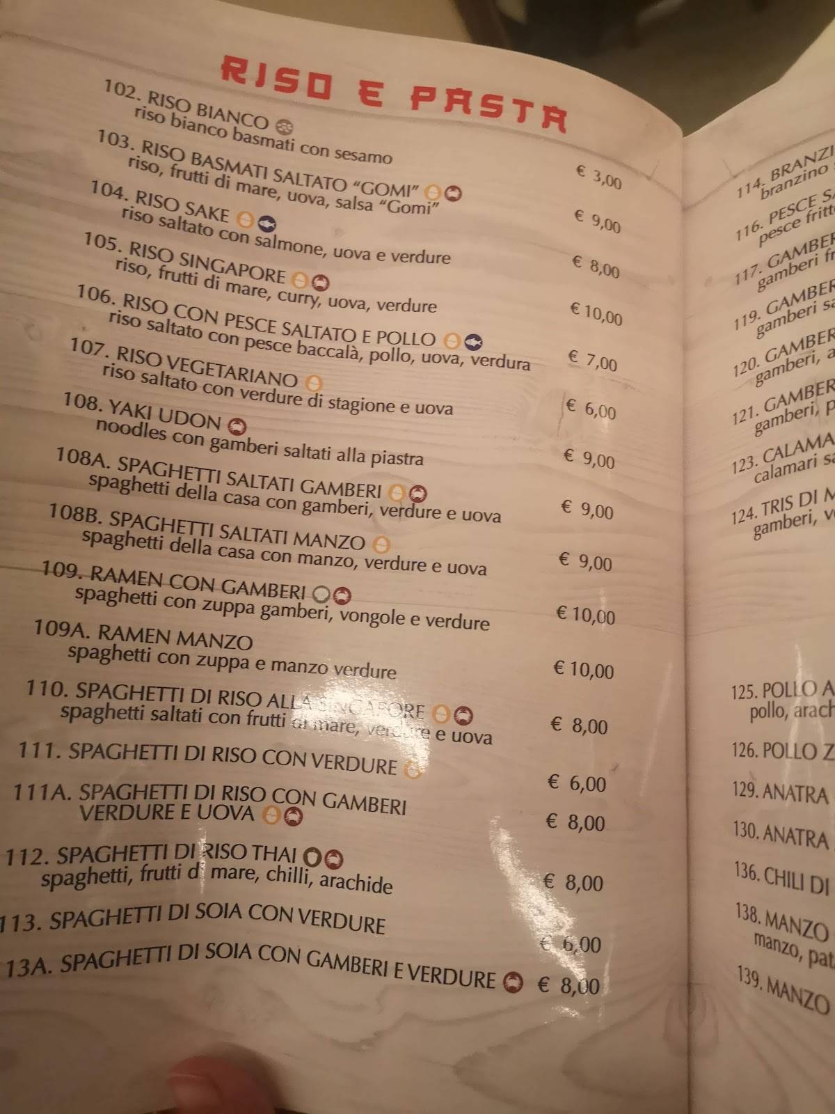 Menu di Gomi sushi restaurant 