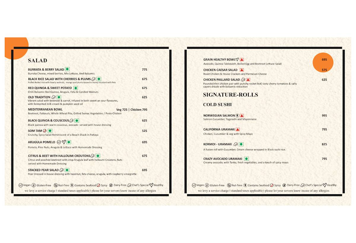 Grain by elgin : Pan-Asian European menu