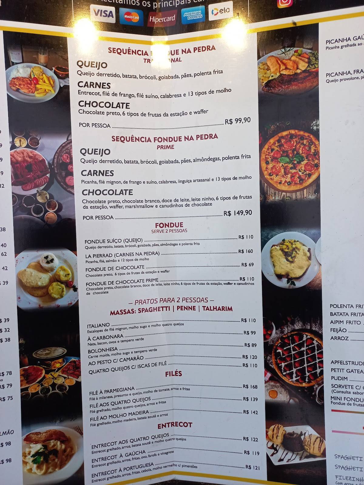 Restaurante Colina's Gramado cardápio