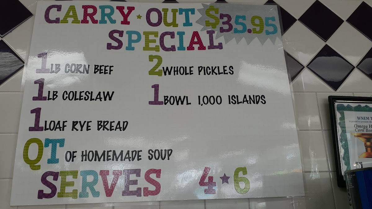 Menu at Omega Ham & Corn Beef Deli restaurant, Grand Blanc