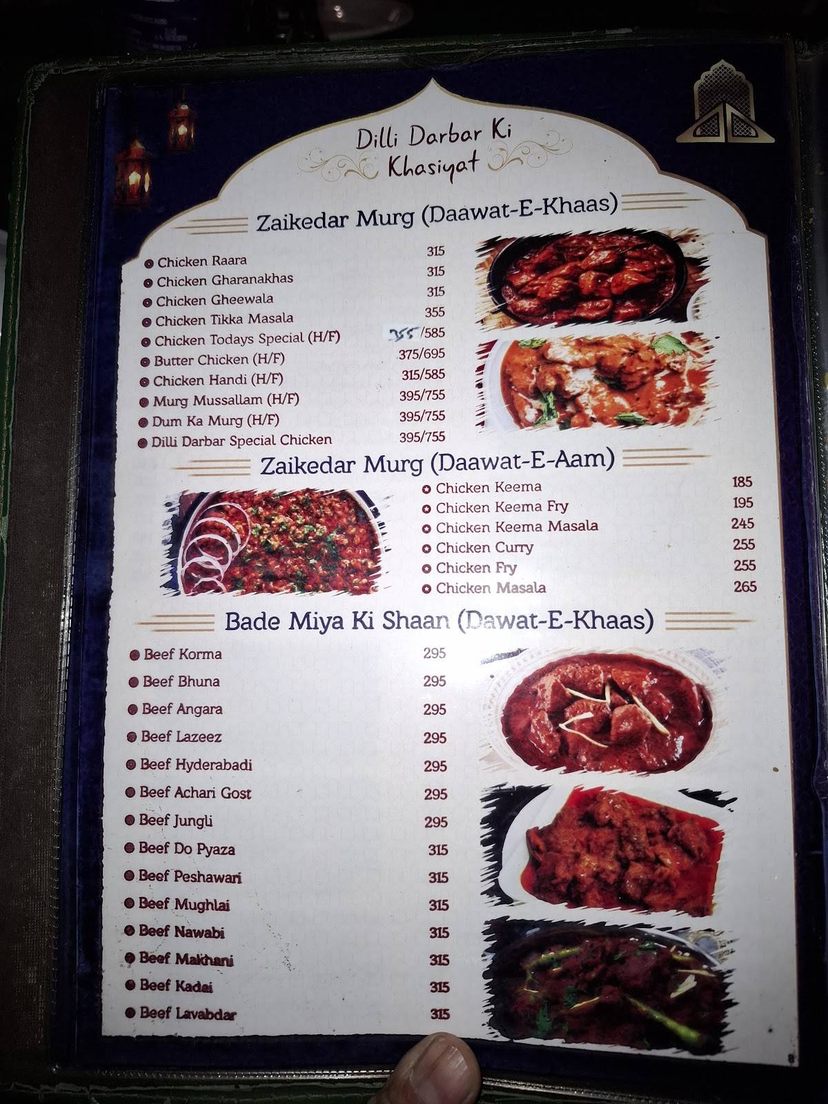 Grand Dilli Darbar Camp menu