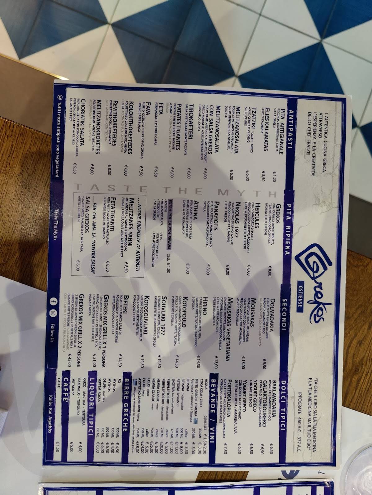 Menu de Grekos