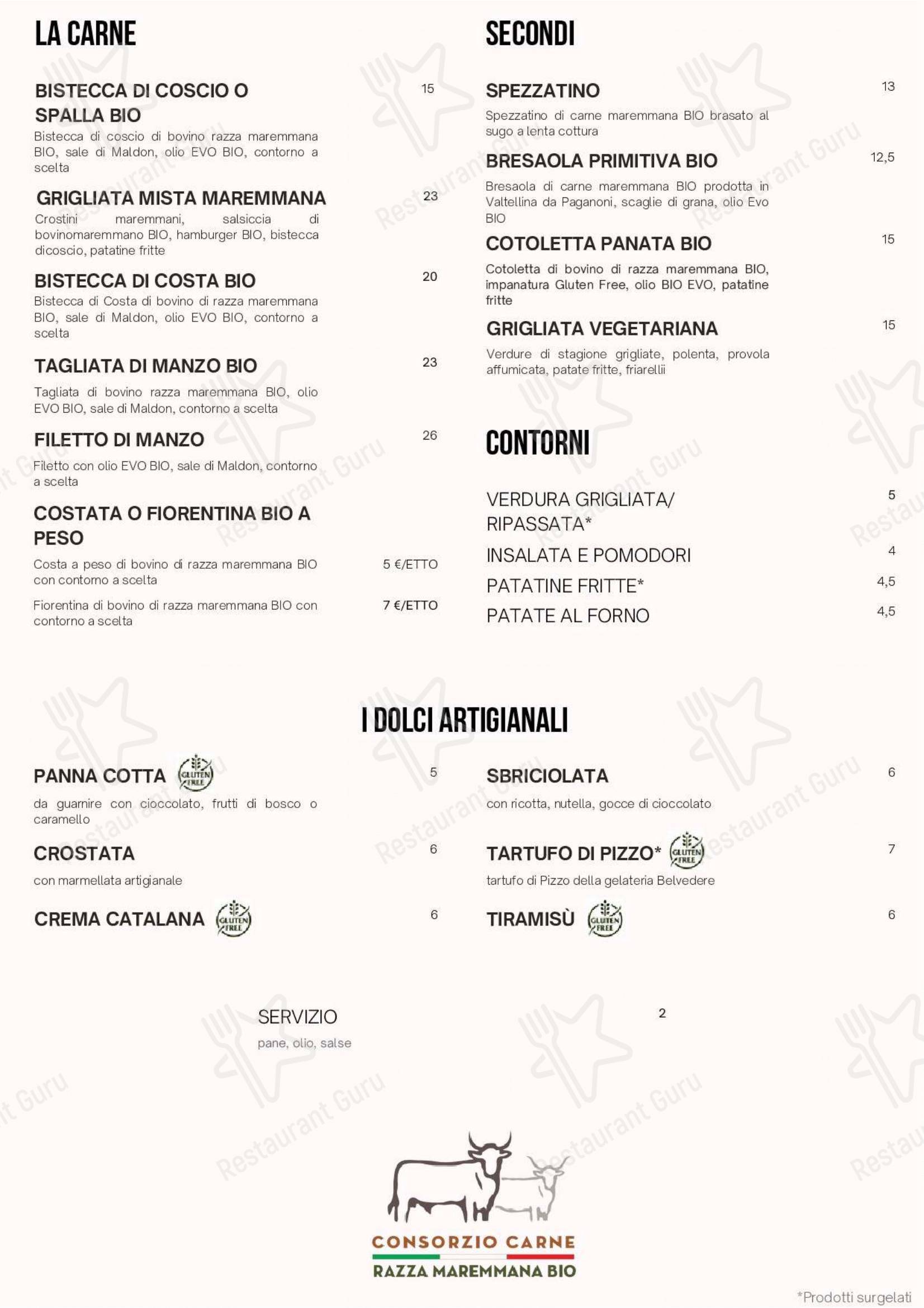 Menu bar per Griglieria Maremmana BIO ristorante