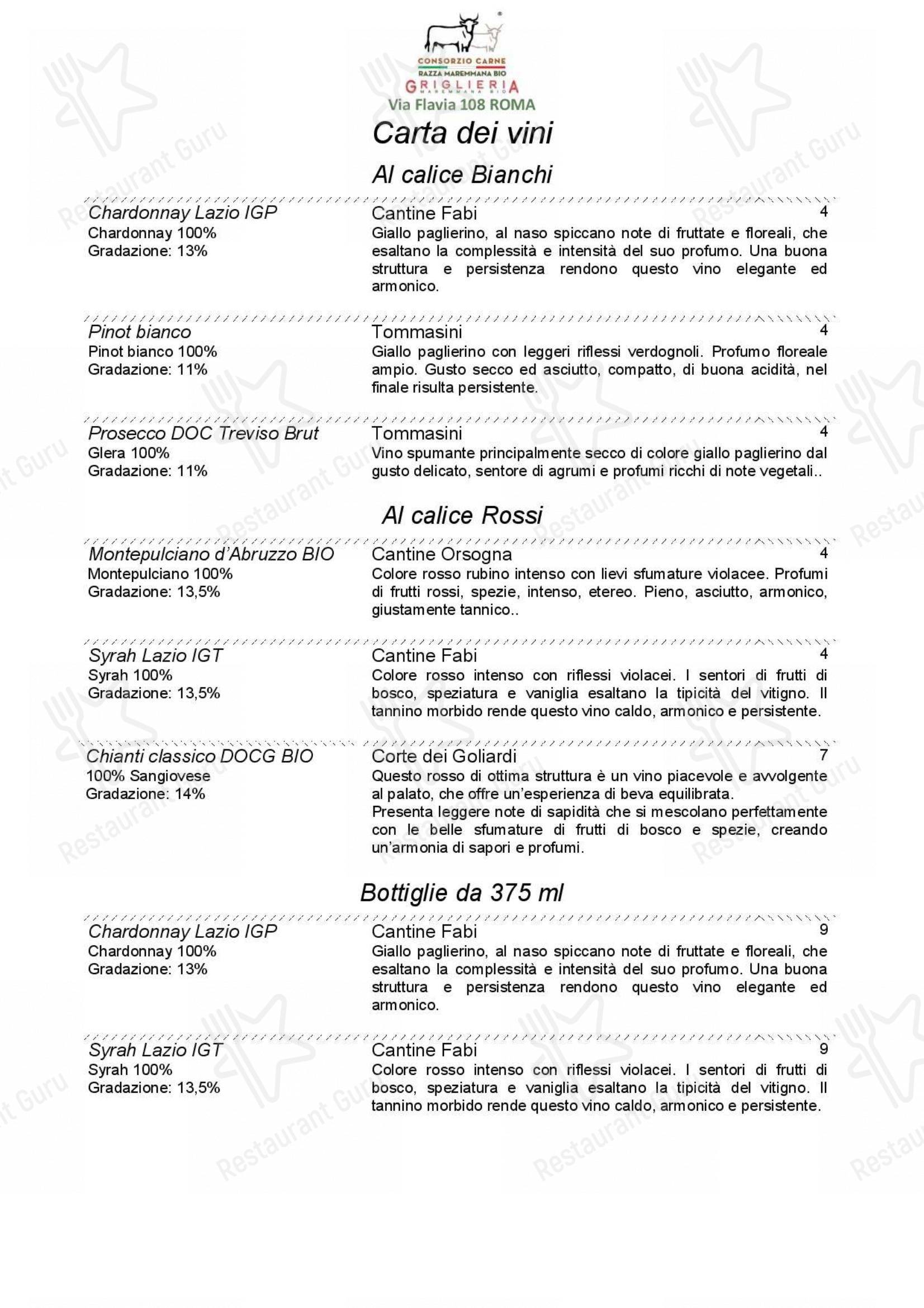 Menu di Griglieria Maremmana BIO - Menu