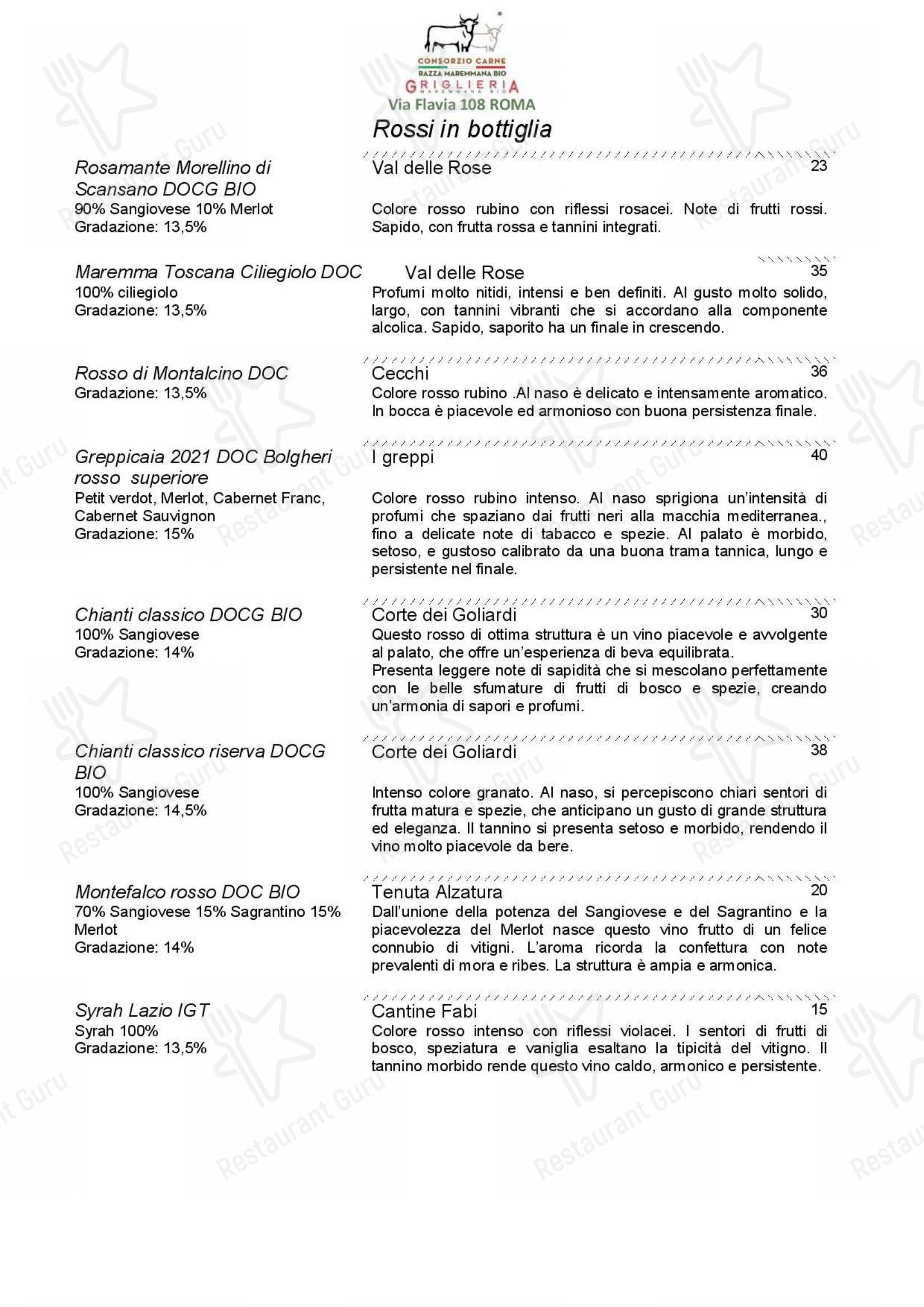 Griglieria Maremmana BIO in Roma - Menu