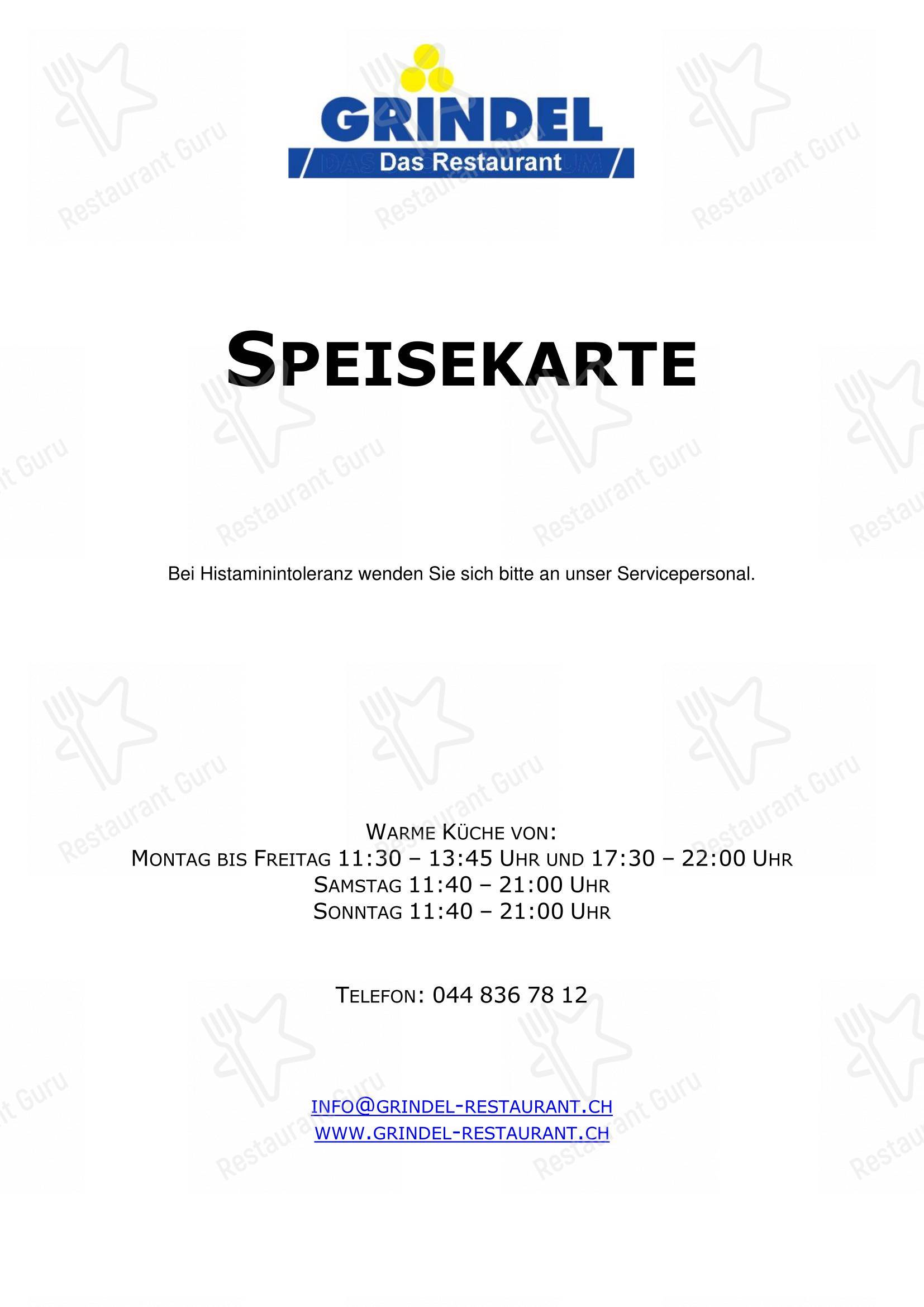 Grindel - Das Restaurant in Bassersdorf - Menu bar