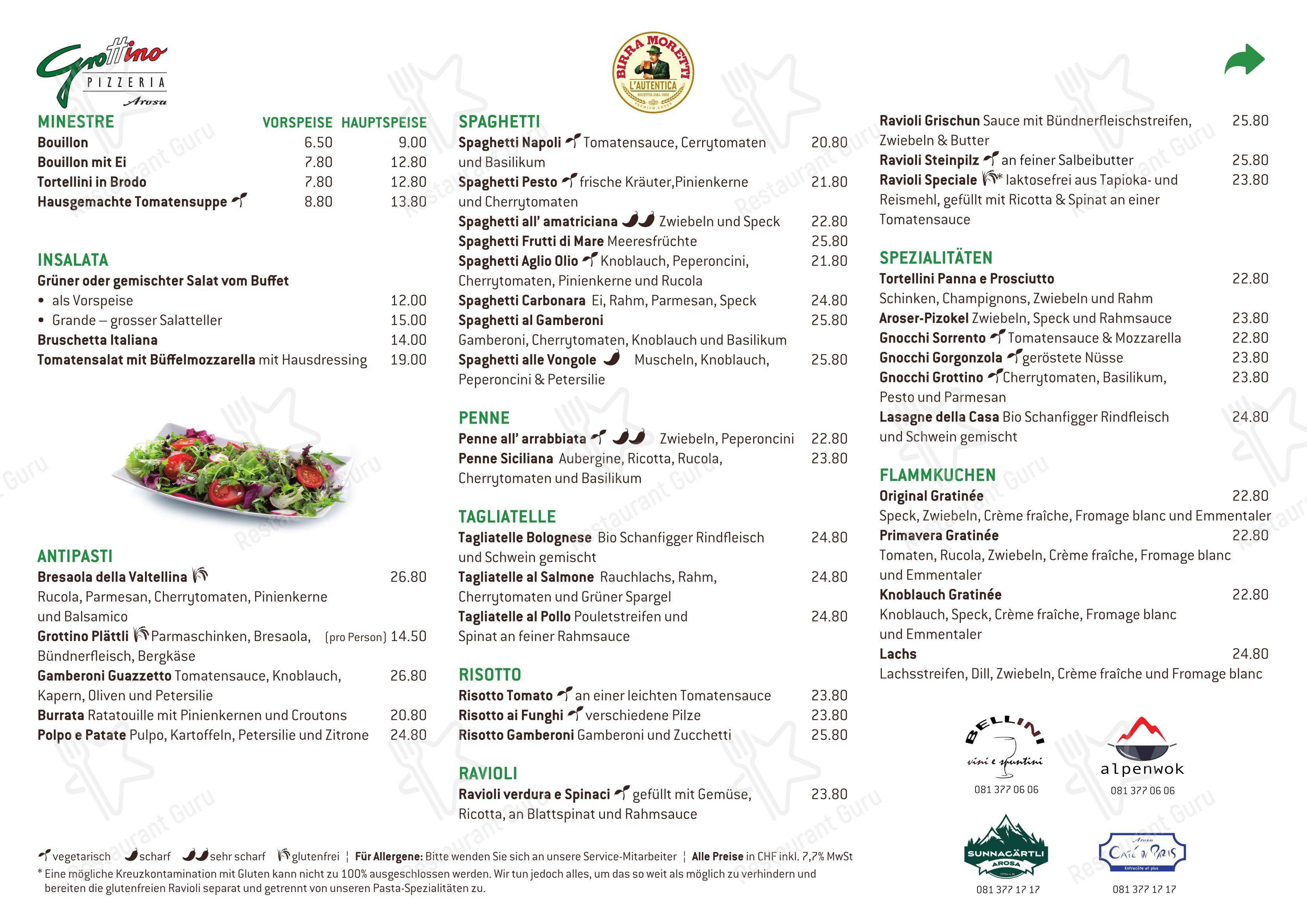 Menu per Grottino pizzeria
