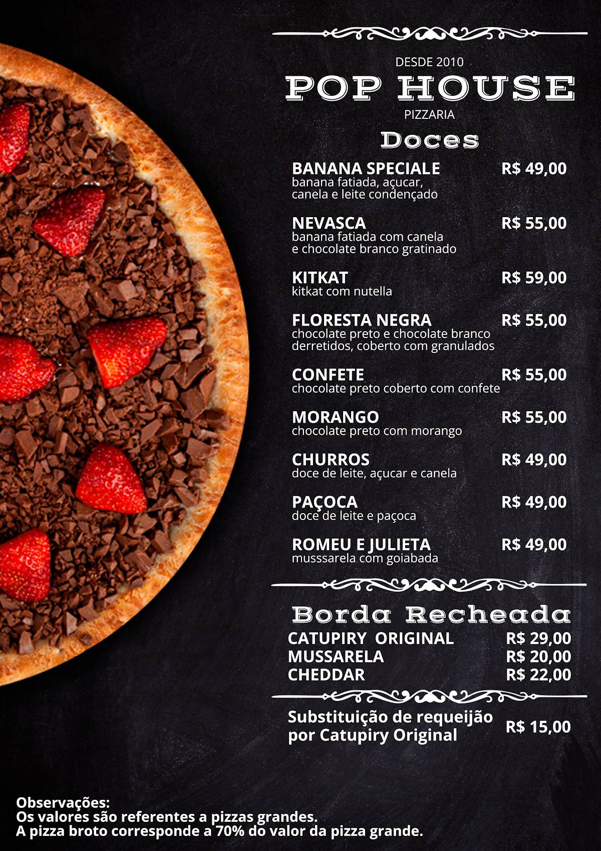 Restaurante Pop House cardápio