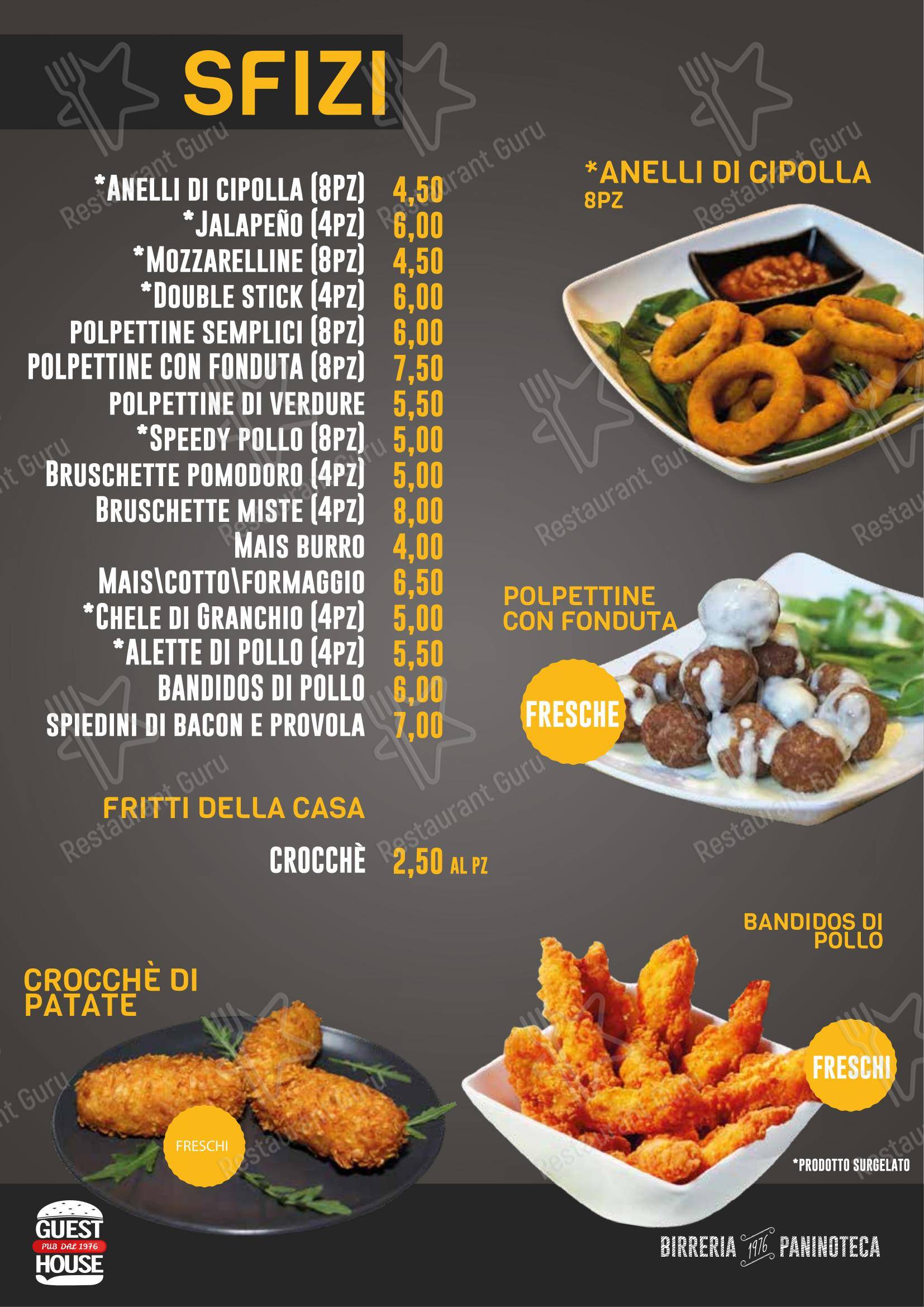 Guest House Pub dans Naples - Menu