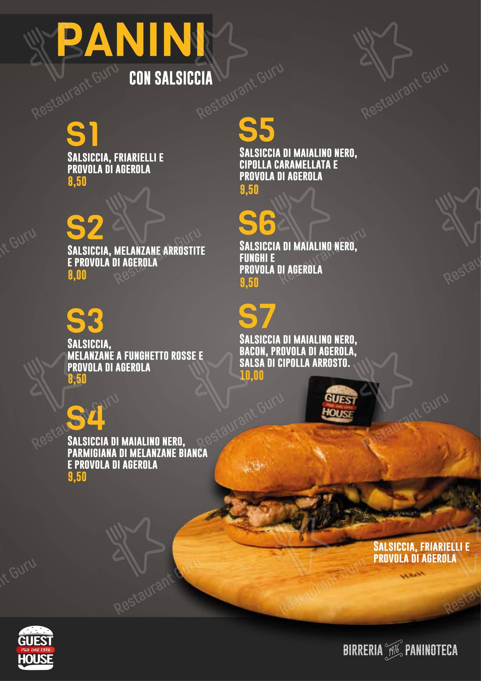 Guest House Pub dans Naples - Menu