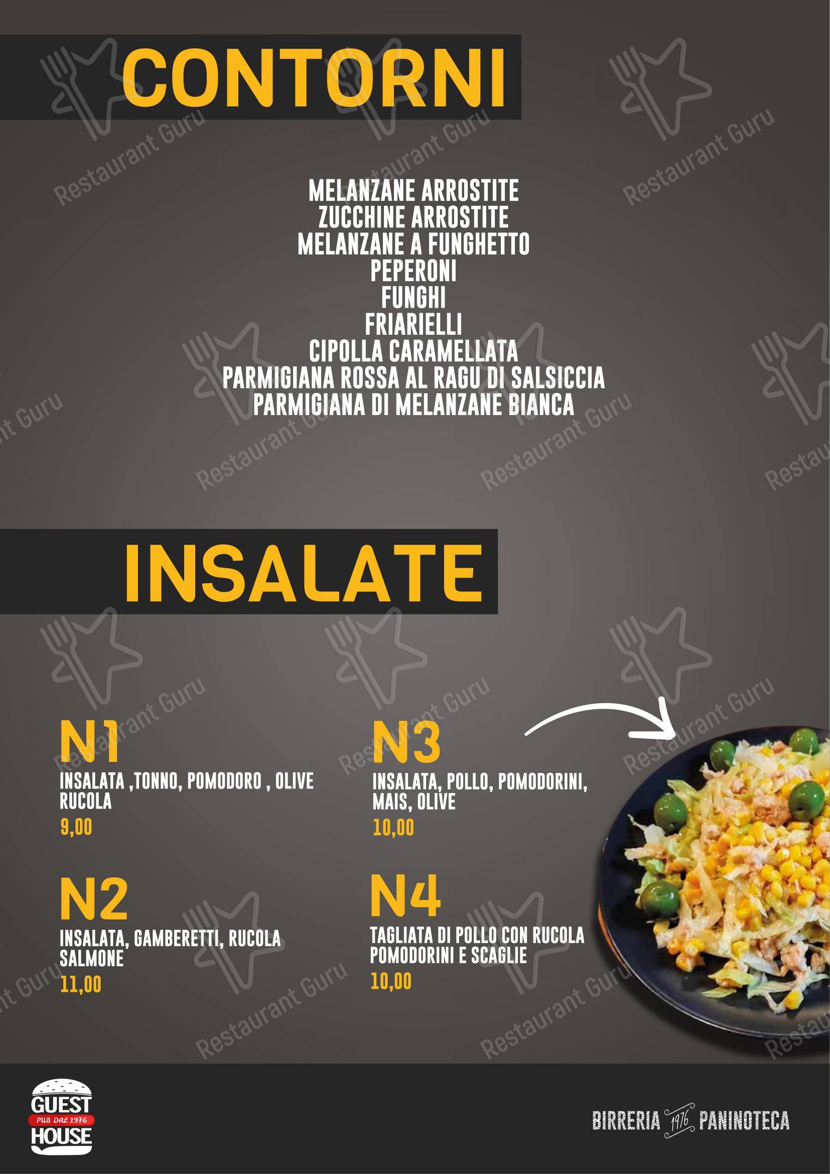 Guest House Pub dans Naples - Menu