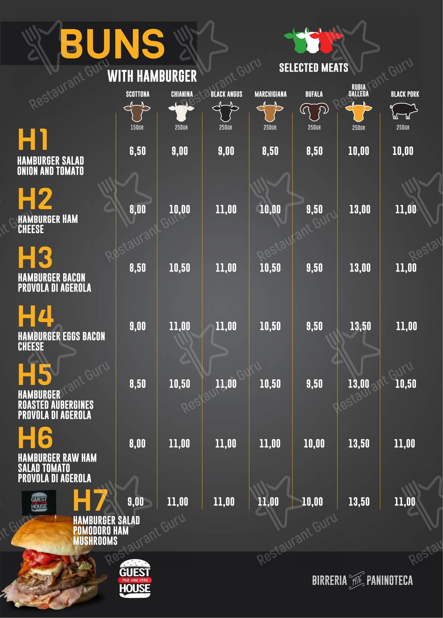 Menu bar pour Guest House Pub pub et bar