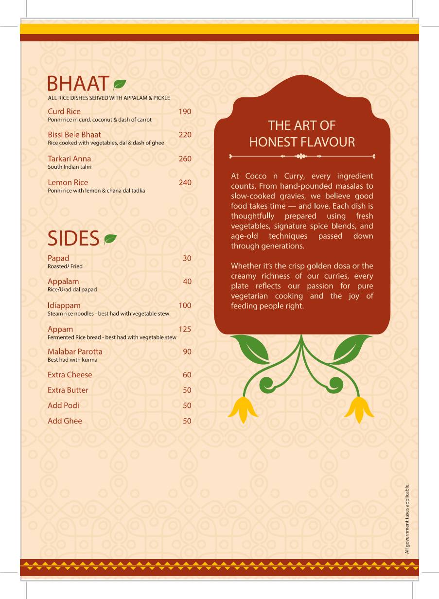 Cocco n Curry menu