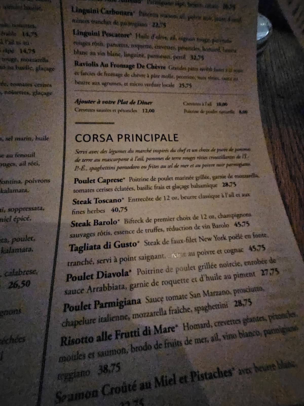 Menu de Gusto Italian Grill & Bar