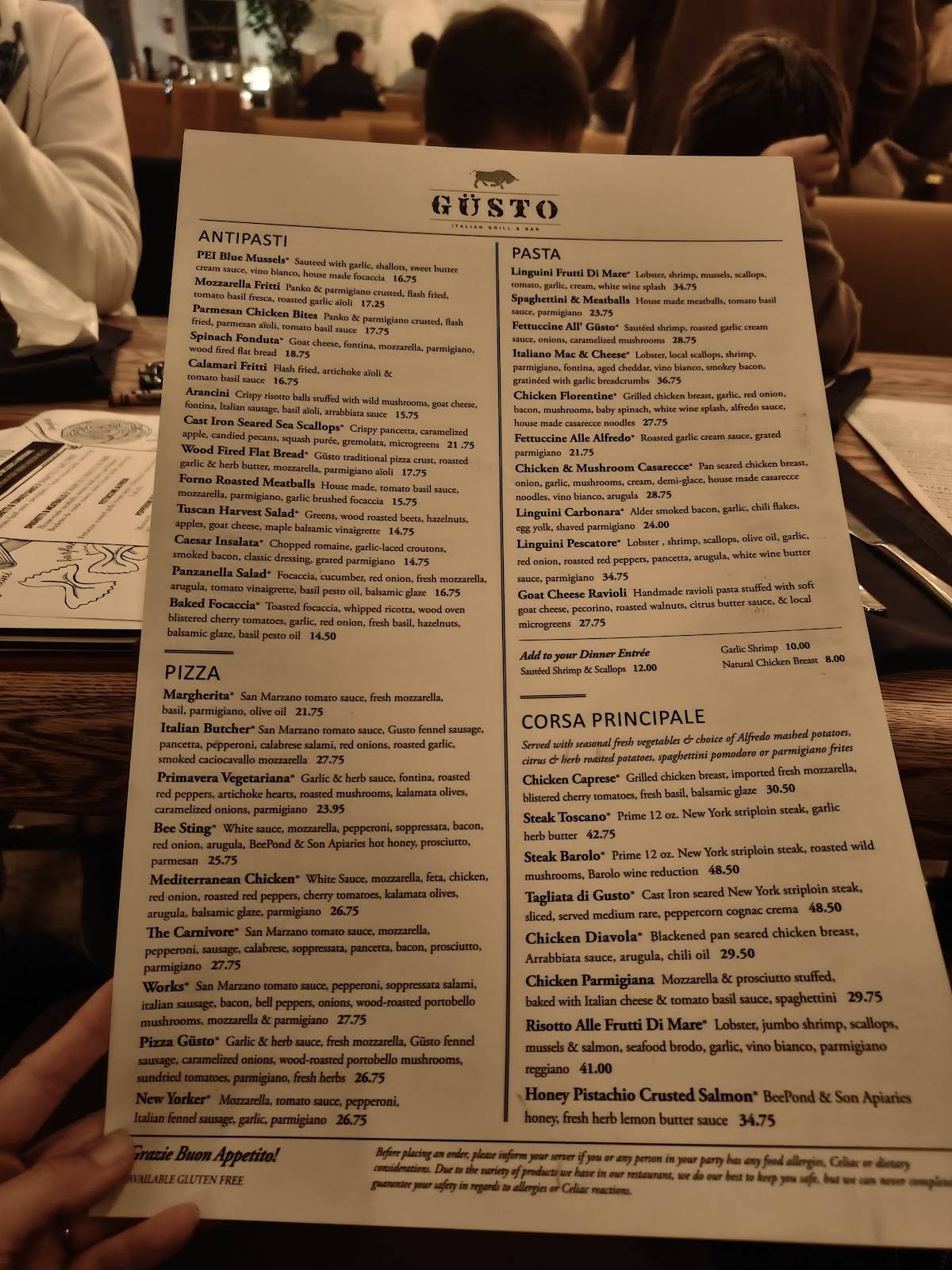 Menu de Gusto Italian