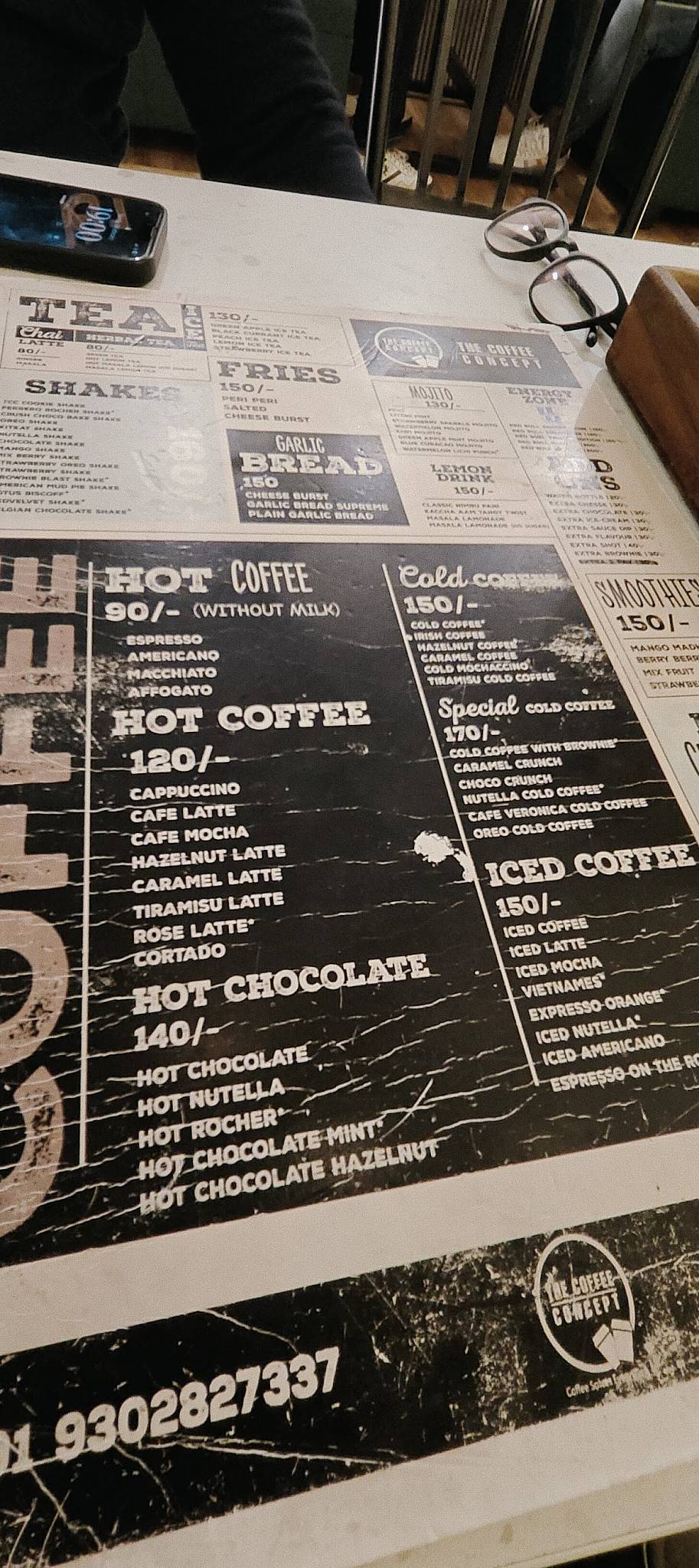 The Coffee Concept menu