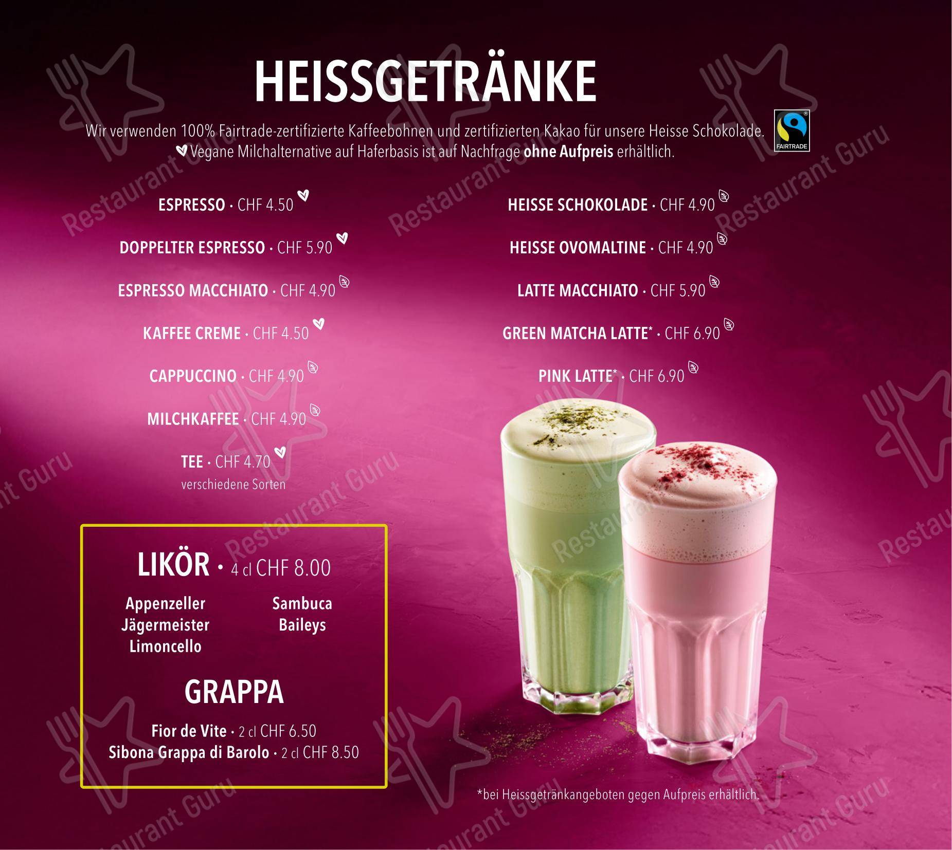 Menu per HANS IM GLÜCK - CHUR City West ristorante