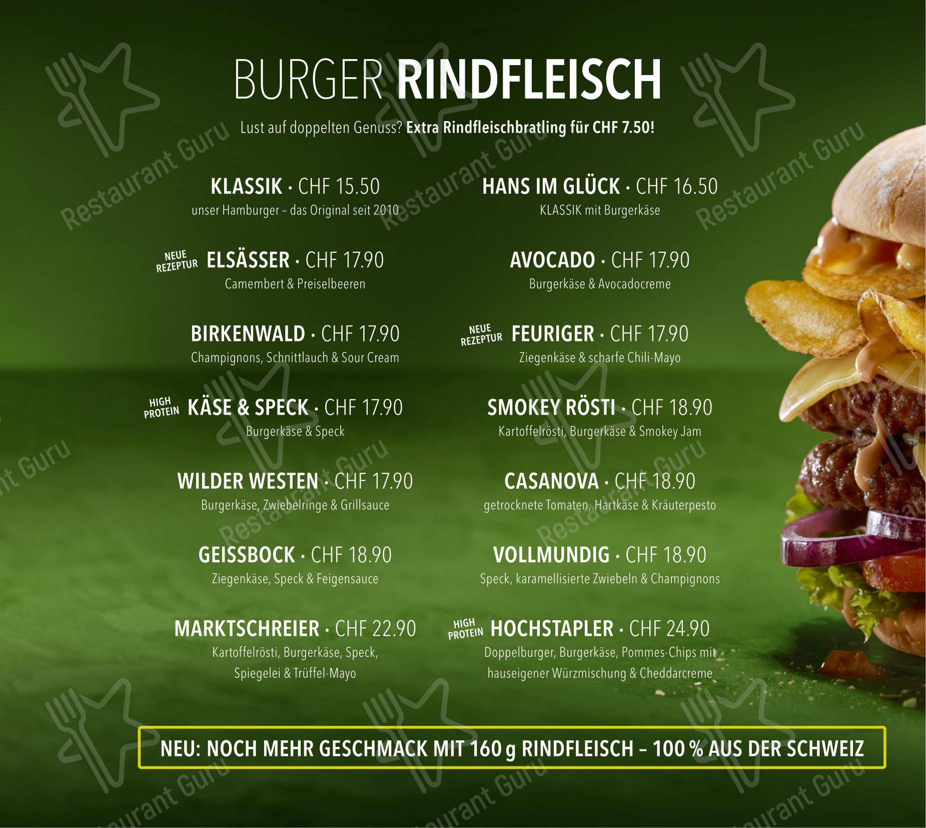 HANS IM GLÜCK - CHUR City West in Coira - Menu