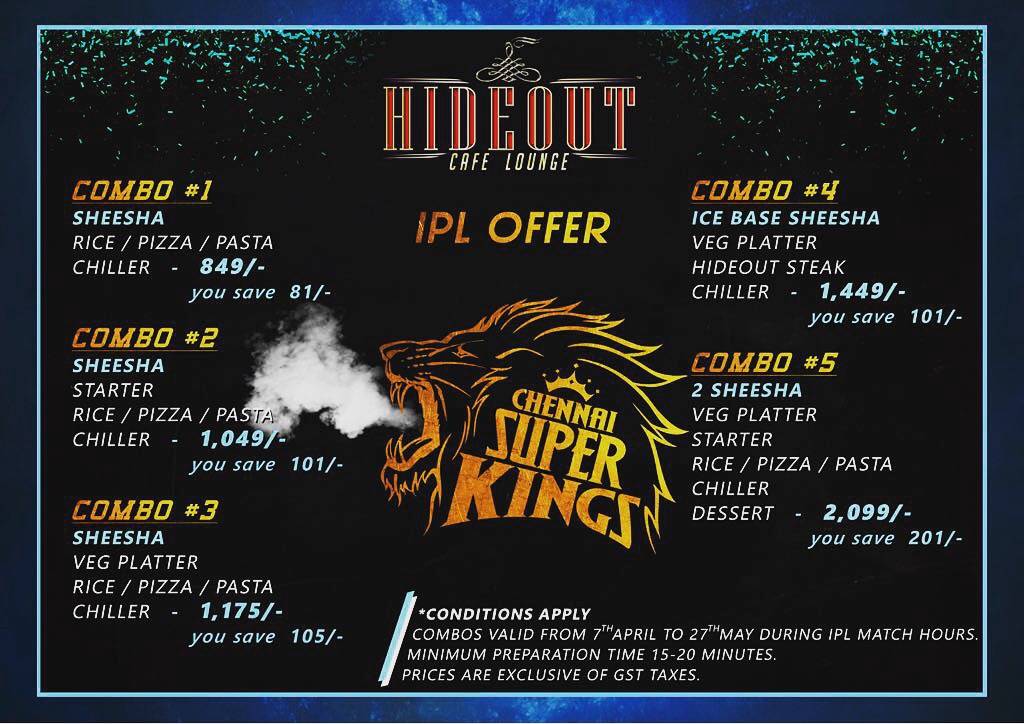 HIDEOUT Veg Lounge menu