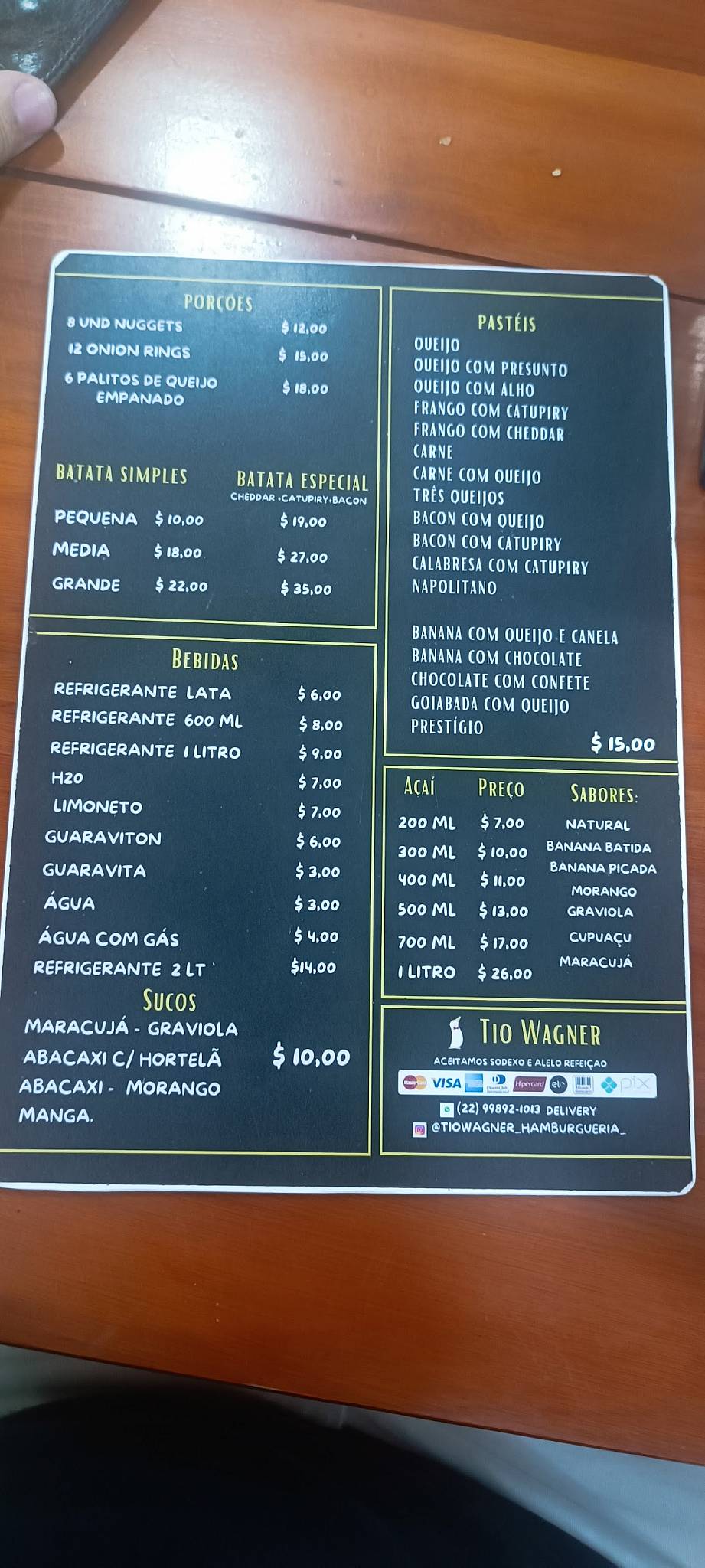 Hamburgueria Tio Wagner (Rio das Ostras) cardápio