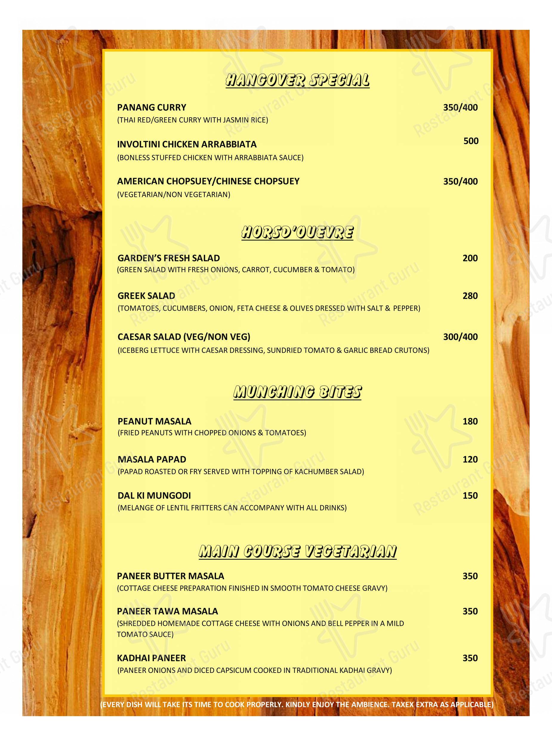 Hangover Bar and Lounge in Kanpur - Menu