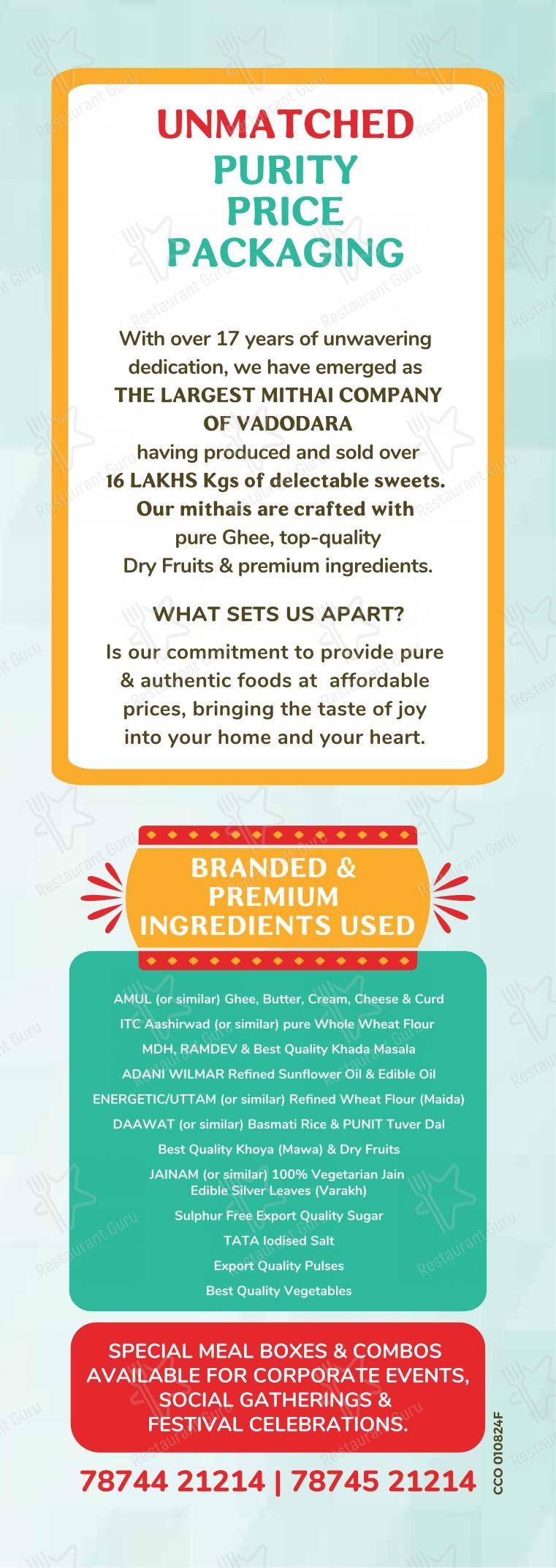 Menu bar for HanuRam Foods - Chakli Circle in Vadodara