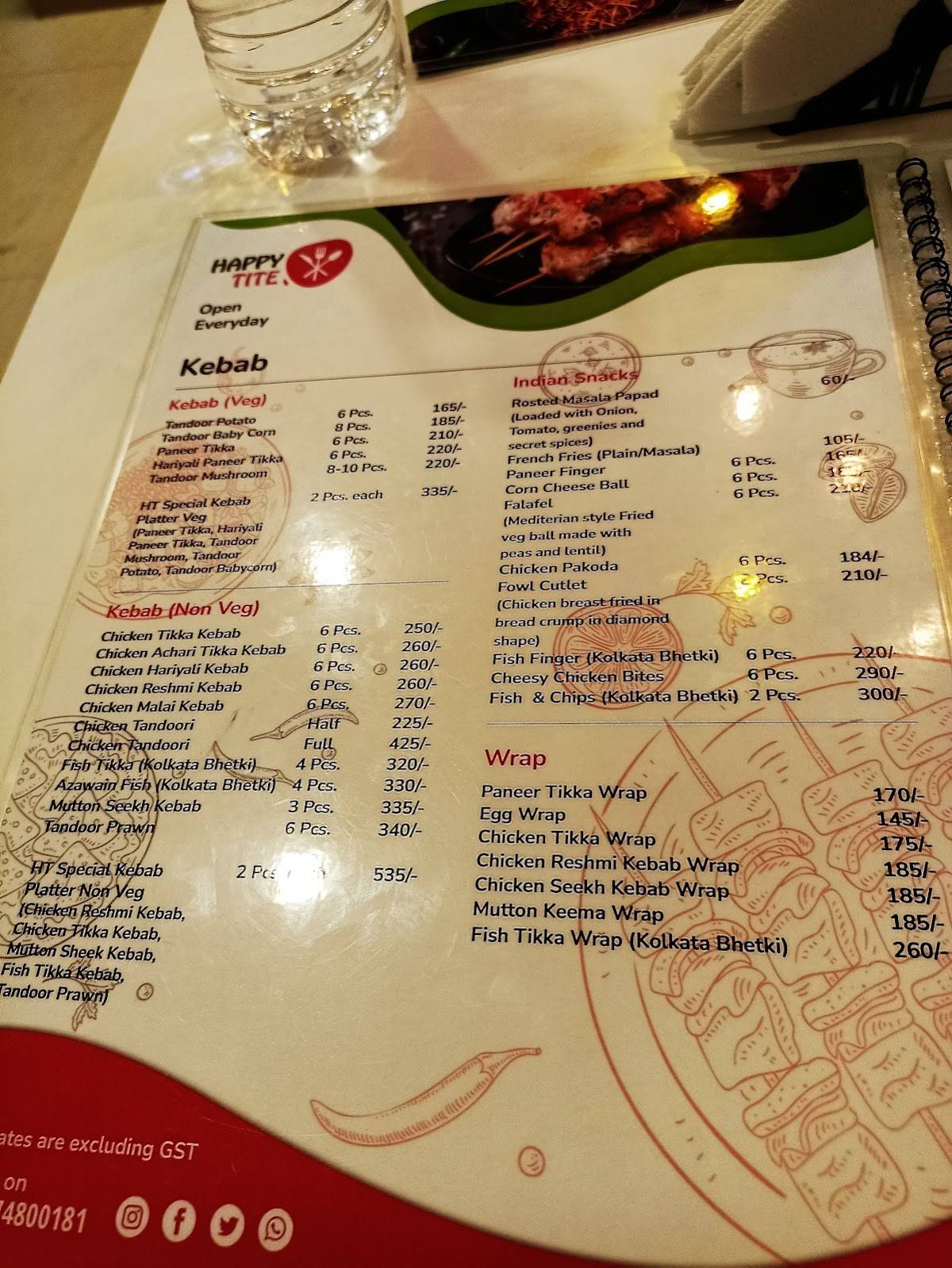 HappyTite Restaurant menu