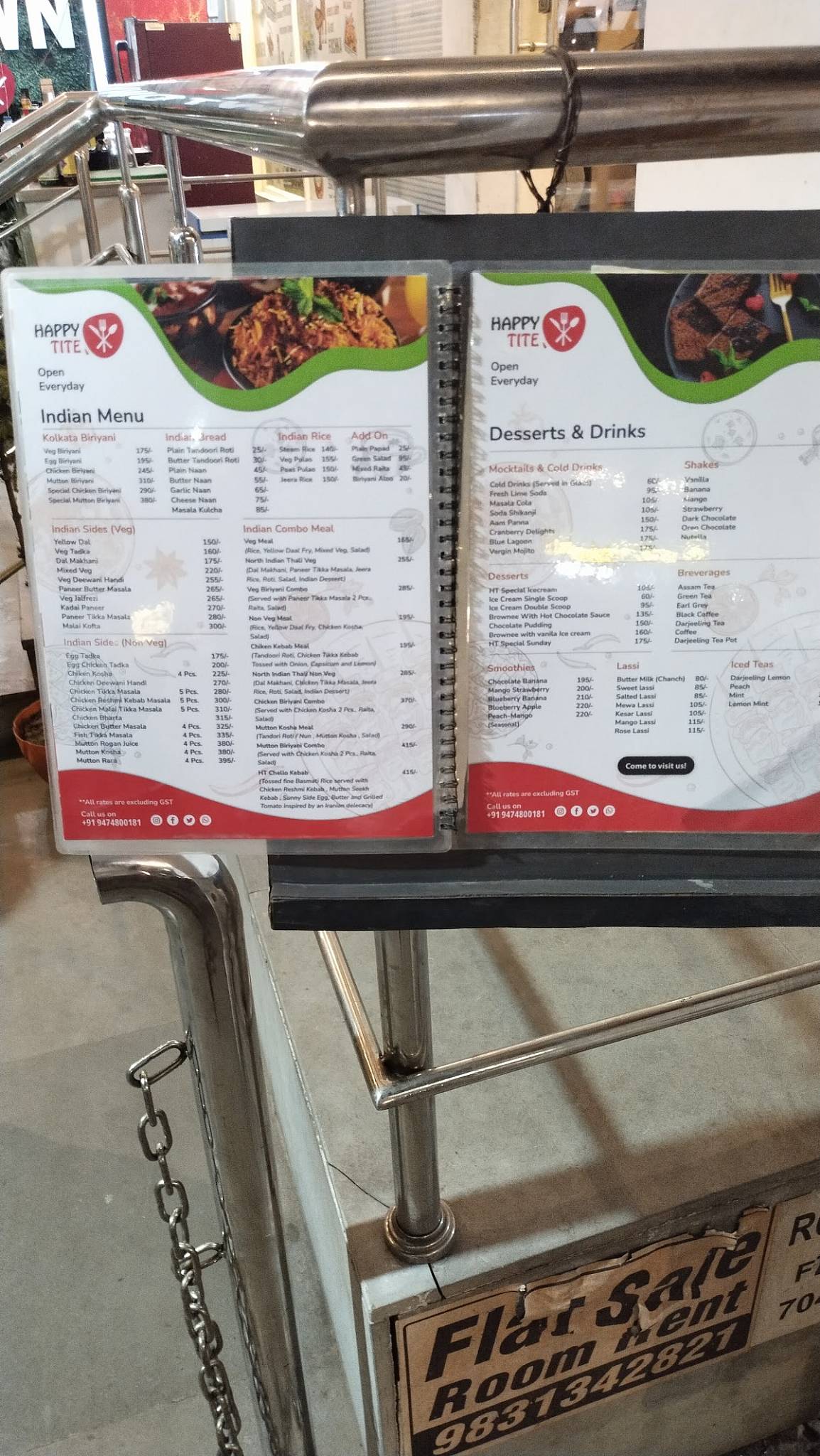 HappyTite Restaurant menu