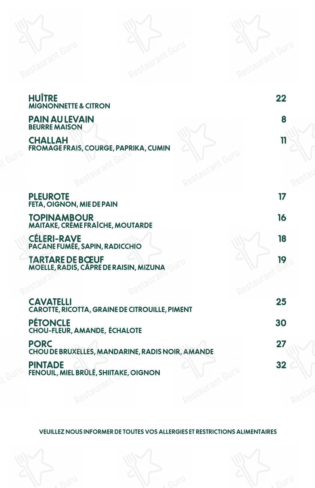 Dinner Menu pour Hélico dans Montréal
