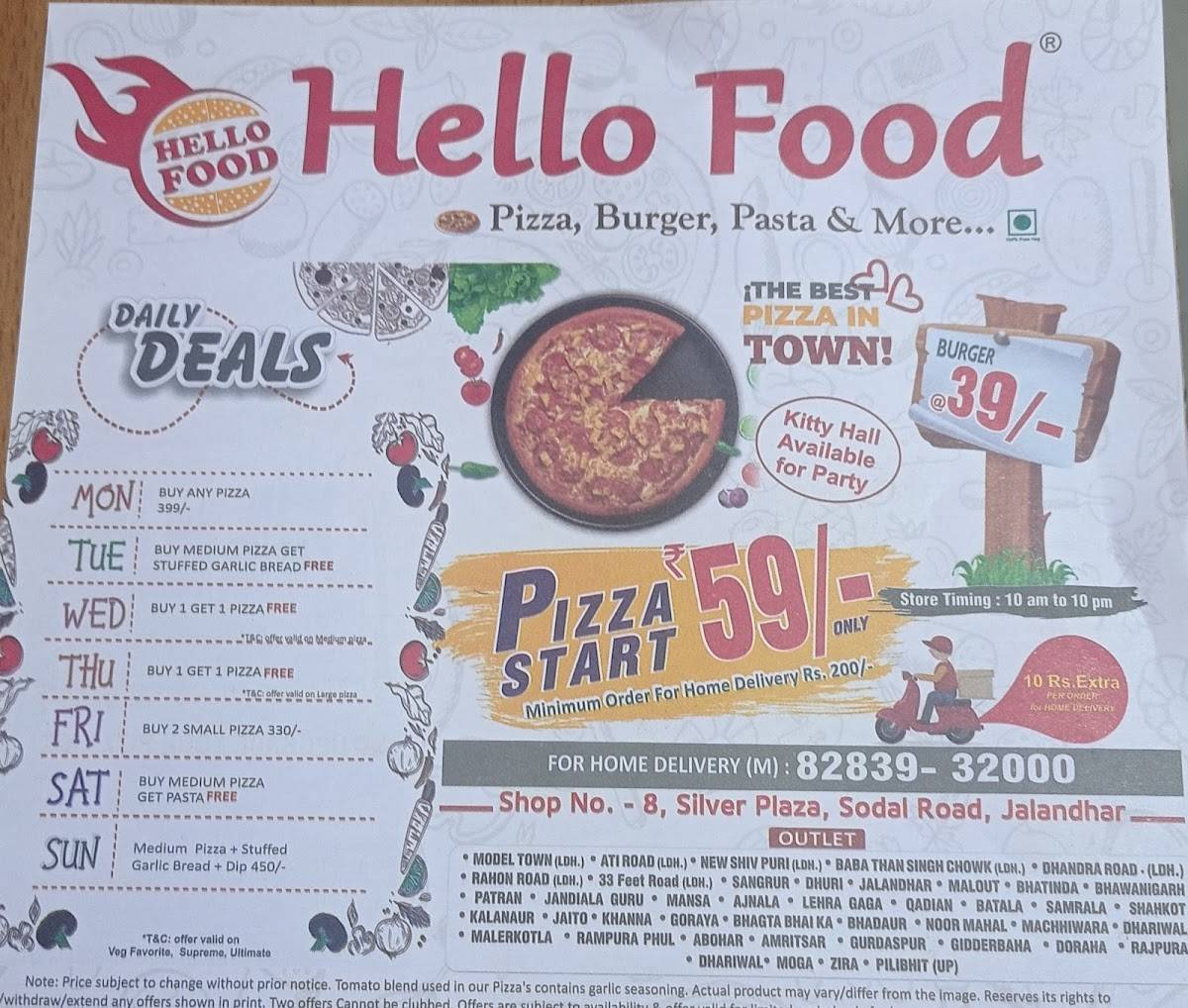 Hello Food menu