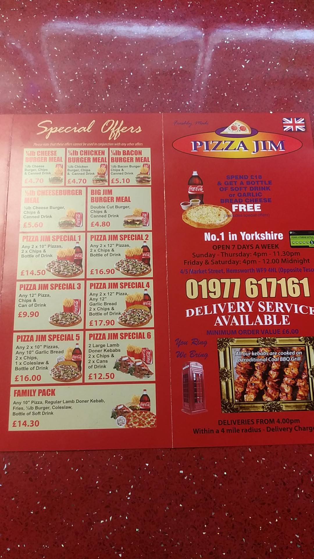 Menu At Pizza Jim Pizzeria South Kirkby