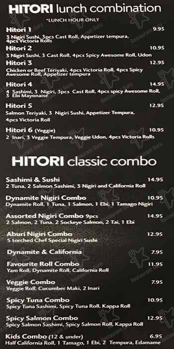 Menu de Hitori Japanese Restaurant